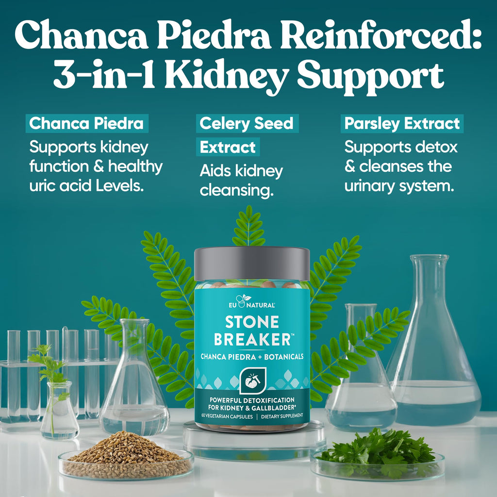 Chanca Piedra Stone Breaker - The Original Stone Breaking Formula with Celery Seed & Parsley - Supports Kidney, Gallbladder & Urinary Tract Cleansing to Help Flush Impurities - 60 Vegetarian Capsules