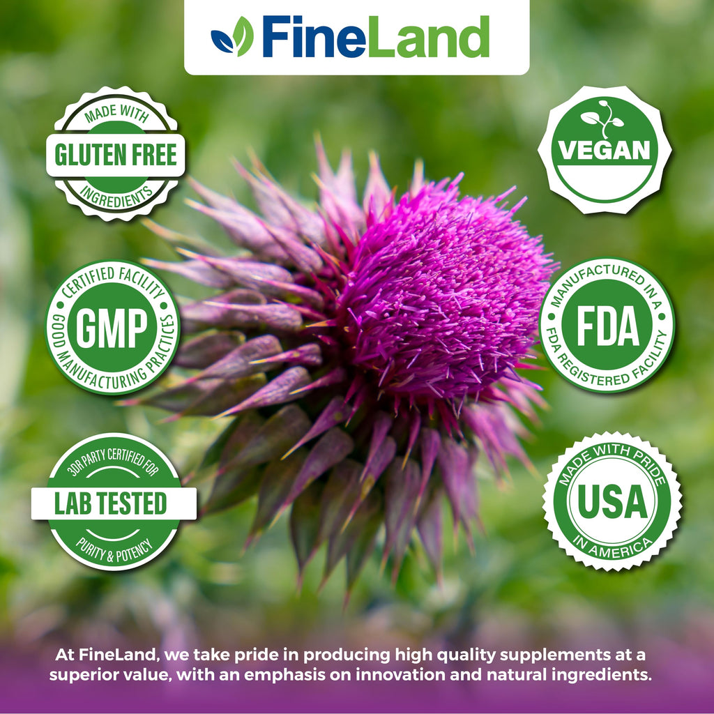 FineLand Milk Thistle Pills 50:1 Extract with 80% Silymarin Flavonoids – Liver & Antioxidant Support - 50X Concentrated Seed Extract -120 Vegan Capsules, Non-GMO, Made in USA