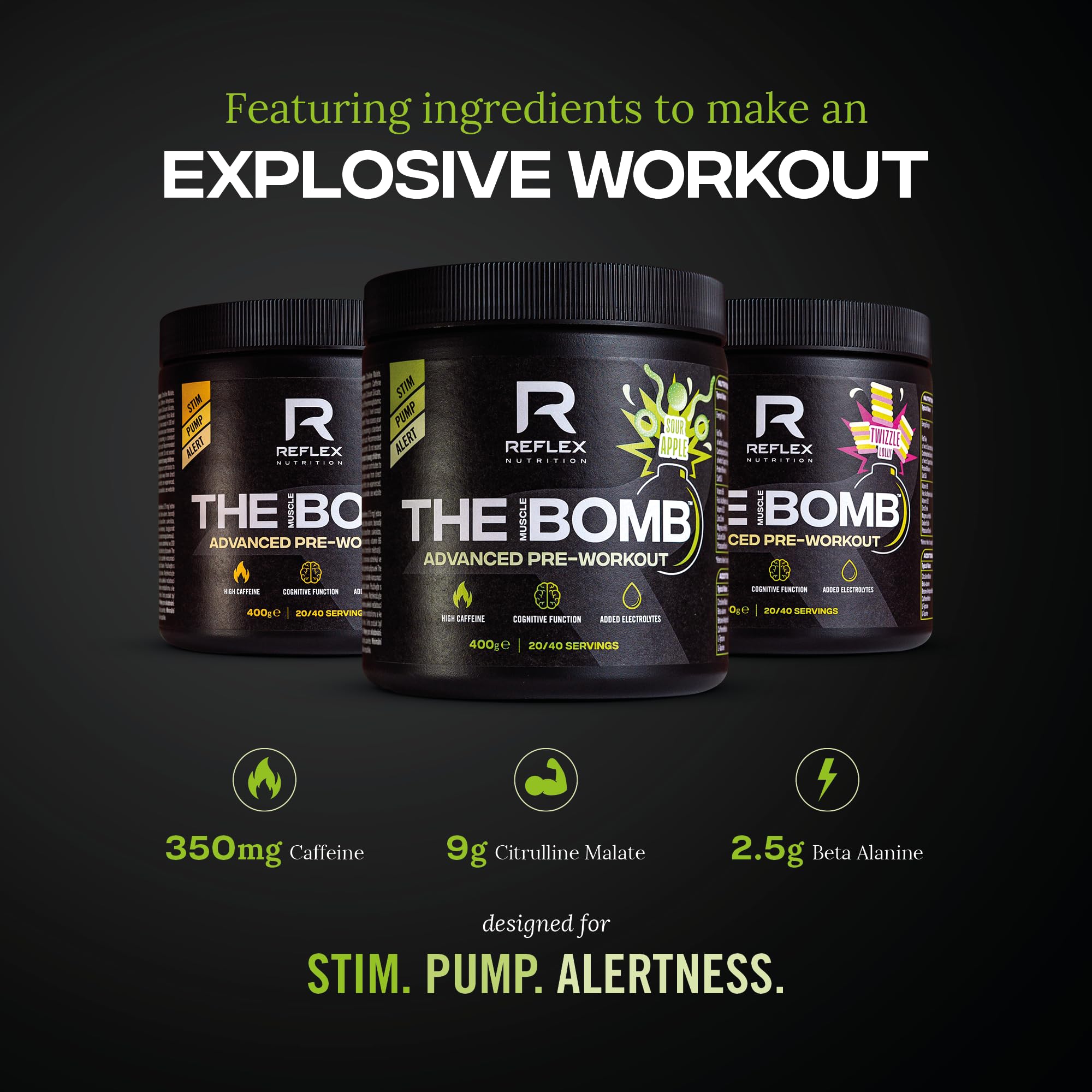 Reflex Nutrition The Muscle Bomb (40 serv) Sour Apple - Pre-Workout - Pre-Workout Booster