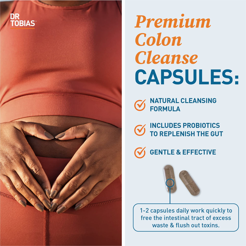 Dr. Tobias Colon Cleanse - Constipation Relief & Gut Health Support for Women & Men | 14 Day Colon Cleanser for a Gentle Colon Detox & Gut Flush - 2 Bottles of 28 Capsules