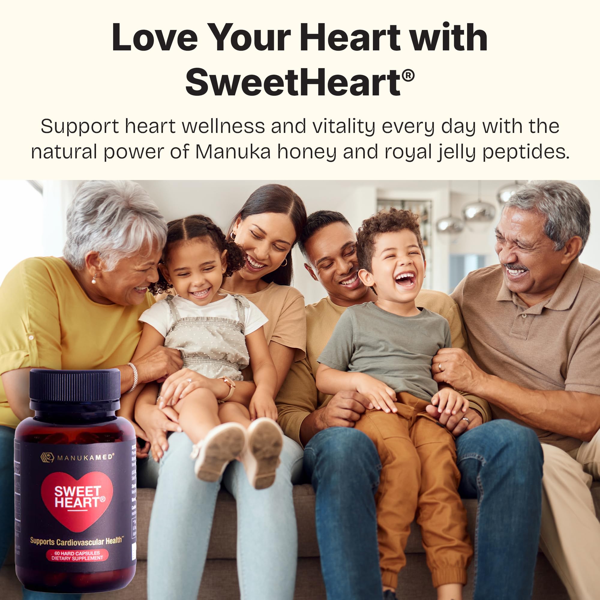 Sweetheart Natural Cholesterol Support Supplement - Manuka Honey Modified Royal Jelly Peptides - 60 Capsules, New Zealand Manuka Honey