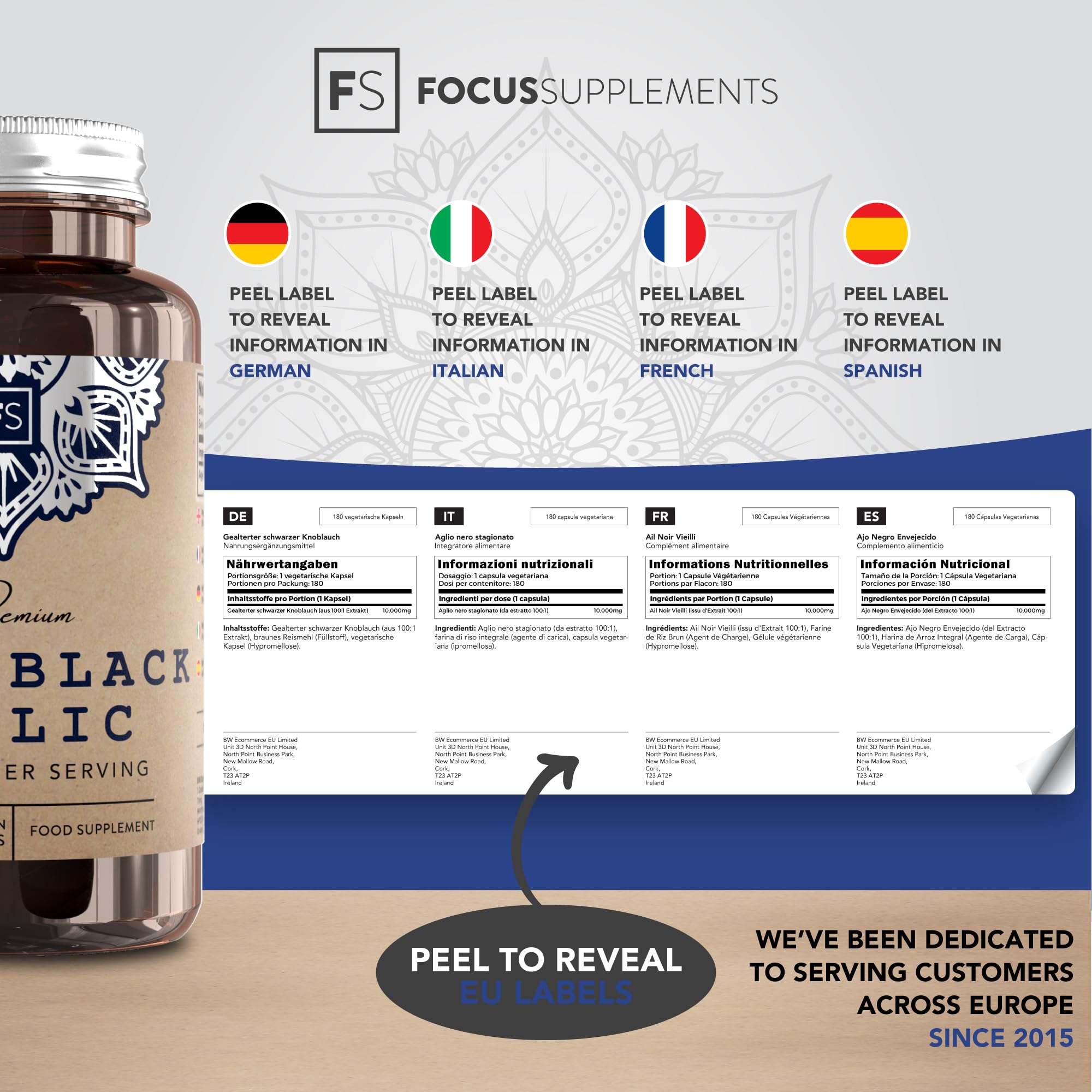FS Aged Black Garlic Extract, 180 Capsules, 10,000mg High Strength