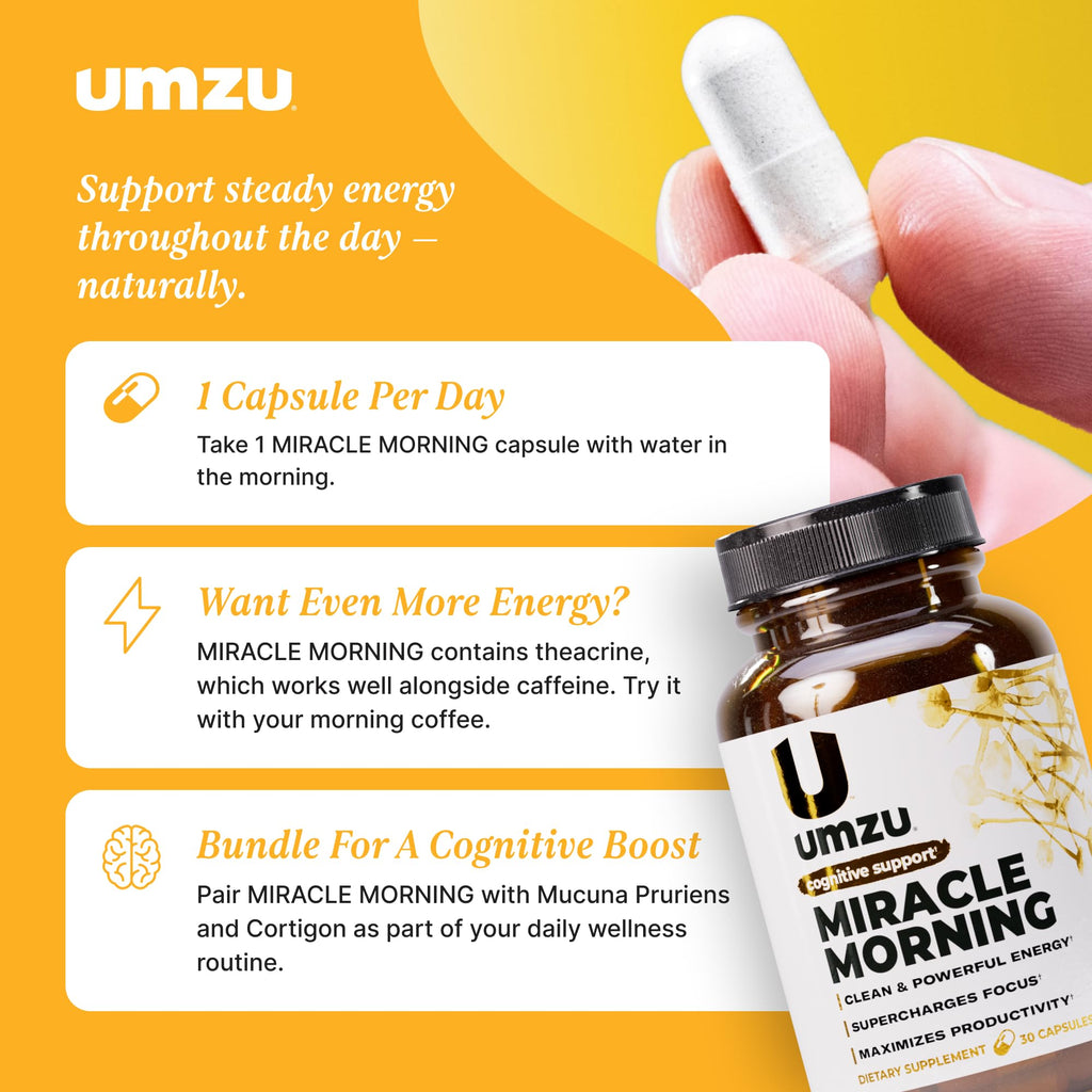 UMZU Miracle Morning Energy Support Supplement, 30 Day Supply