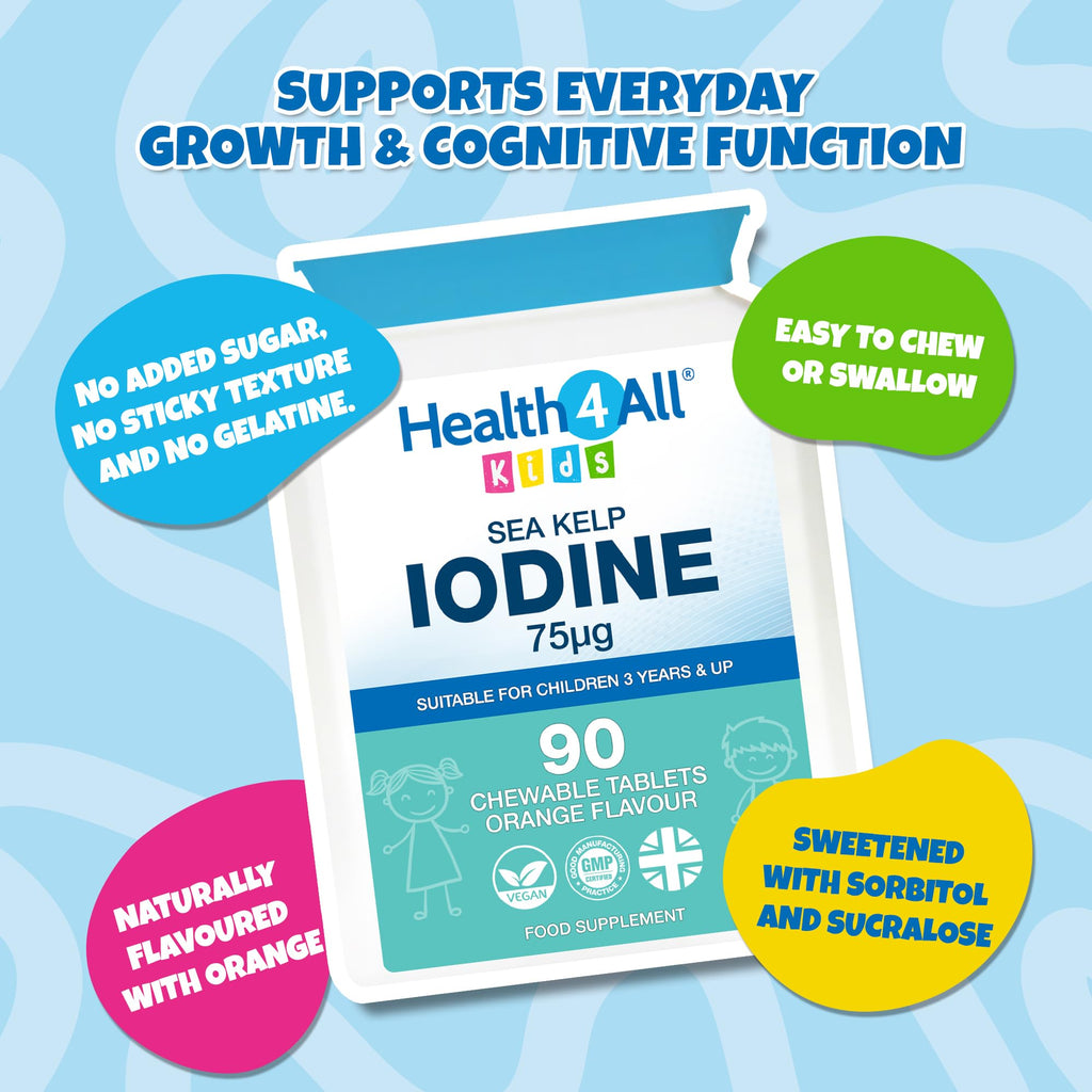 Kids Sea Kelp Iodine 75mcg 90 Chewable Tablets, Supports Learning & Growth