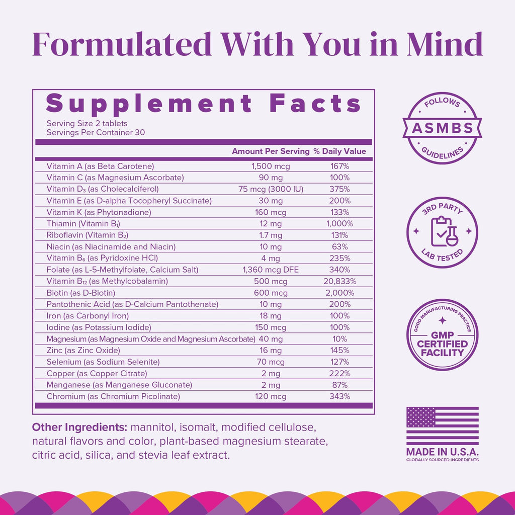 BariMelts Bariatric Multivitamin with Iron, 60 Fast-Dissolving Tablets (1-Month Supply), Sugar-Free Bariatric Vitamins for Women, Natural Fruit Flavor