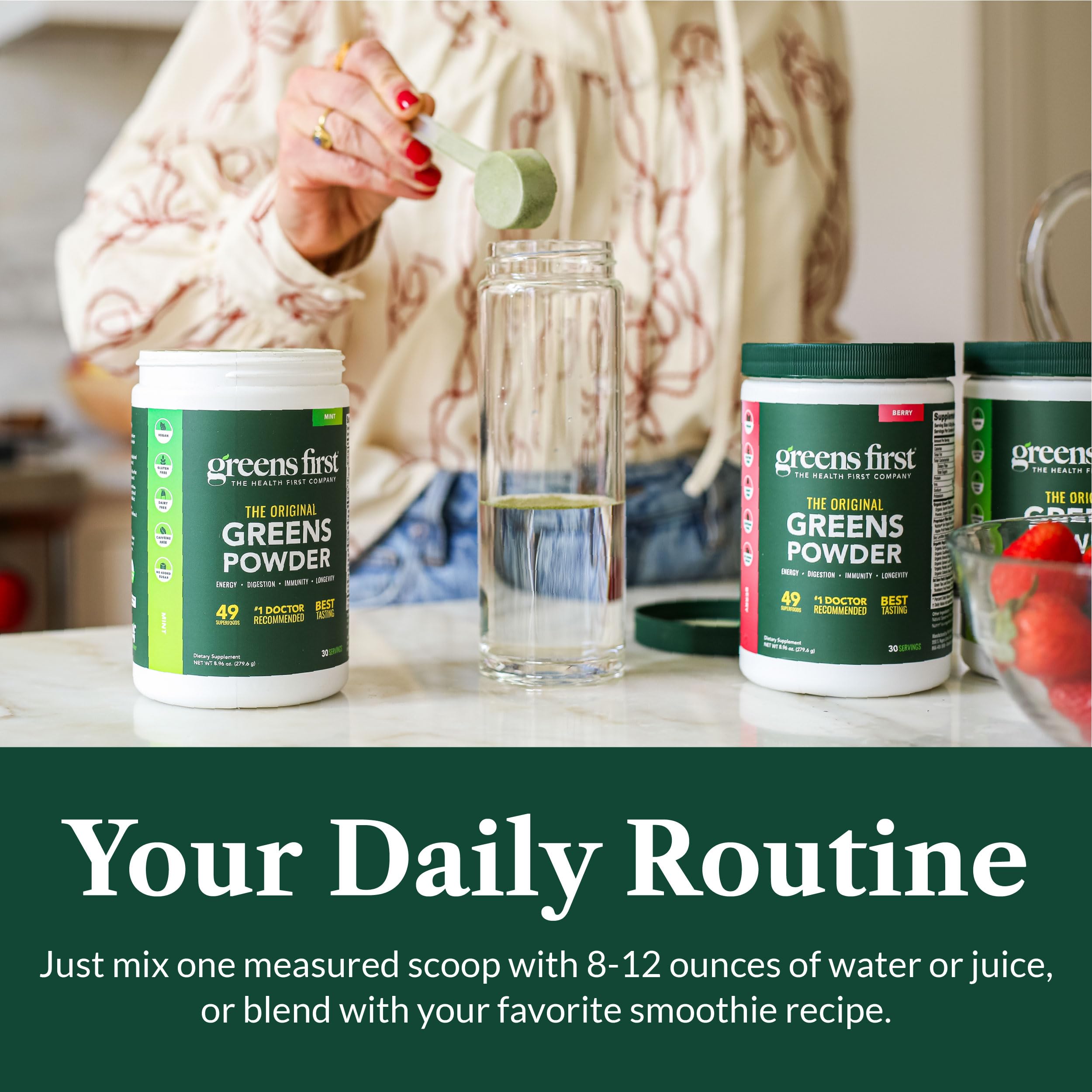 Greens First Original Greens Powder | Mint | 49 Superfoods | 30 Servings