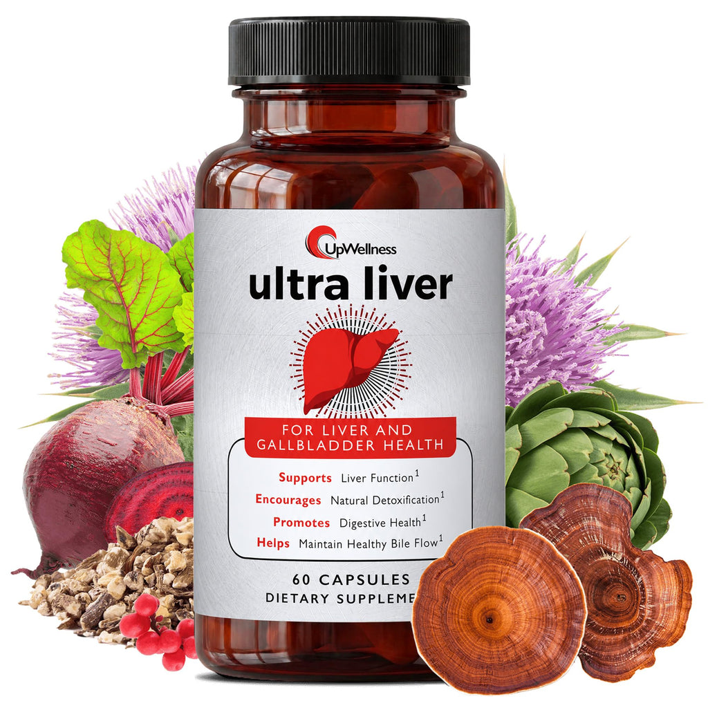 UpWellness Ultra Liver Supplement for Liver Support and Gallbladder Support - Powered by TMG, NAC Milk Thistle, and More - Liver Cleanse Detox & Repair - 60 Capsules
