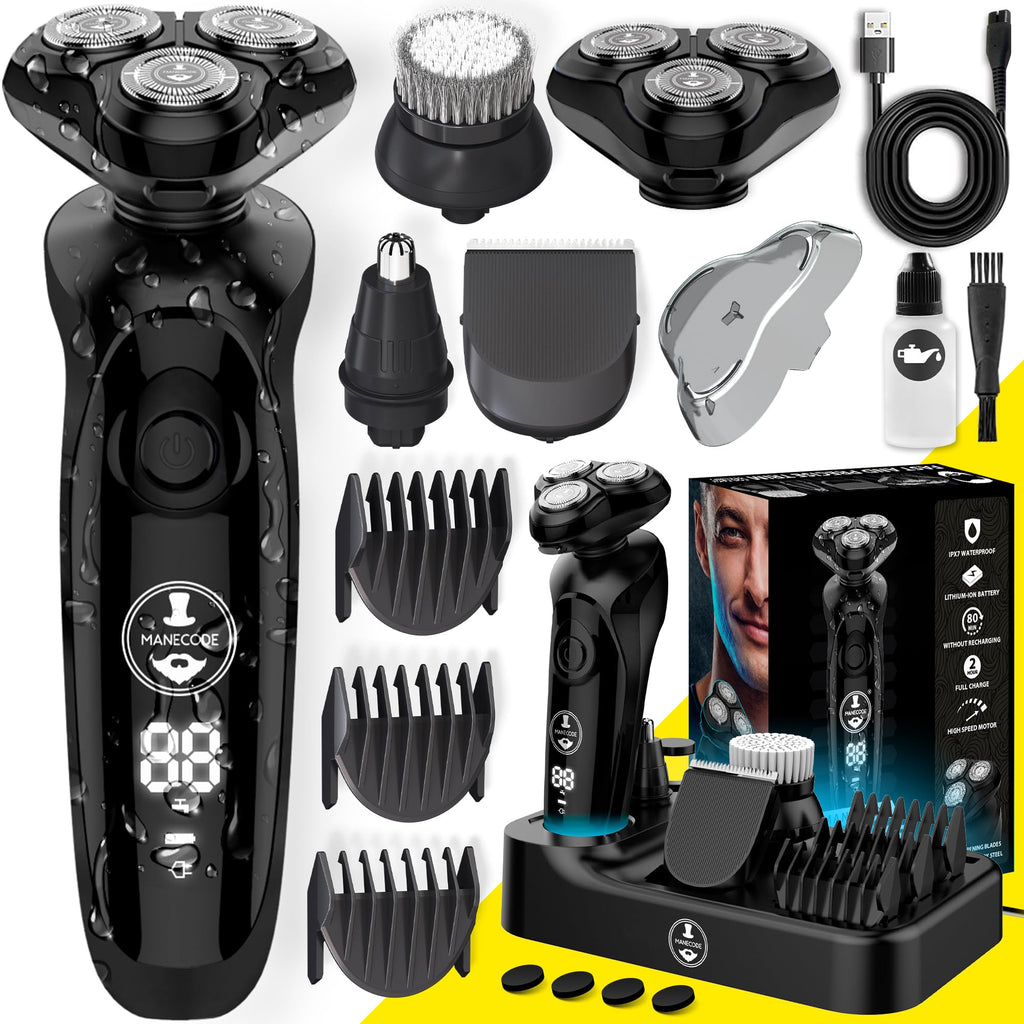 MANECODE® 7-in-1 Electric Razor for Men - Shaver with Floating 8 Contouring Technology® and IQ Cleaning Sensor®