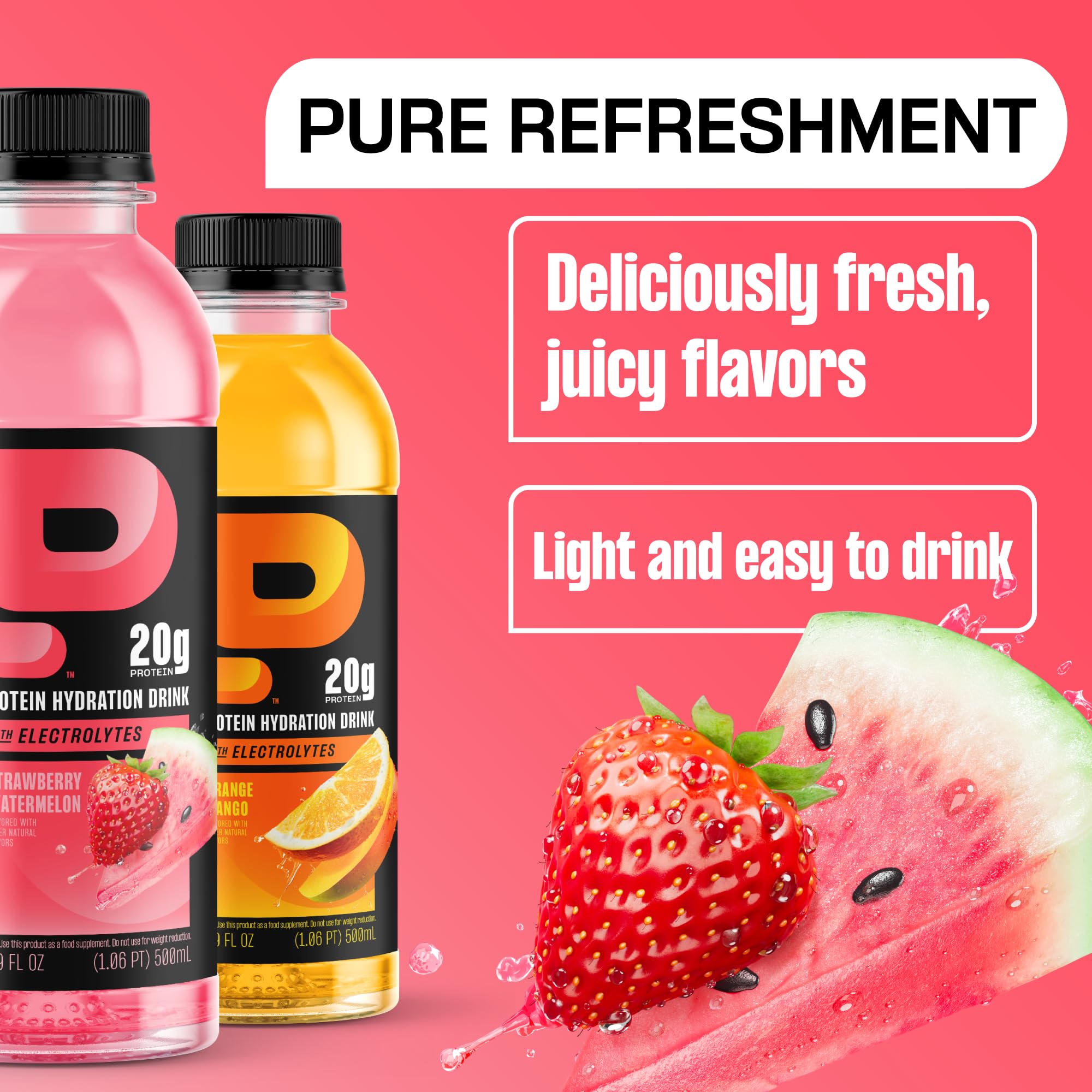 Protein2o 2-in-1 Clear Whey Protein & Electrolyte Beverage, 20g Protein, Gluten-Free, Keto, 16.9 fl oz Bottles (12 Count Variety Pack)