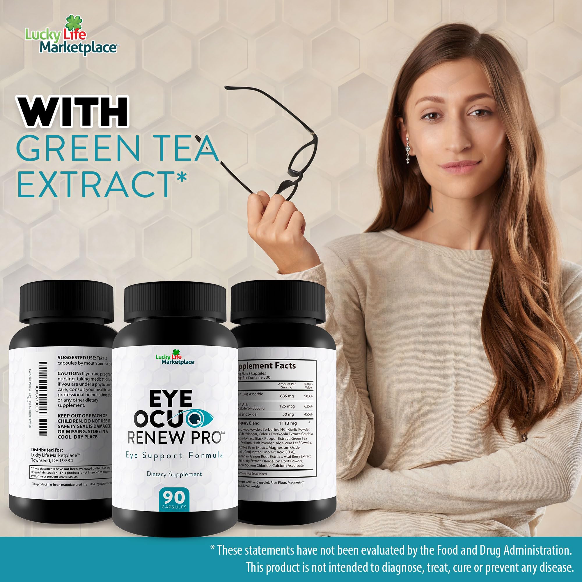 Eye Ocuo Renew Pro - Eye Health Support - Promote Healthy Eyesight Day & Night with Vision Supplements - Help Reduce Strain, Pressure, Blurred Vision with Pro Vision Vitamins, Minerals, & Herbs