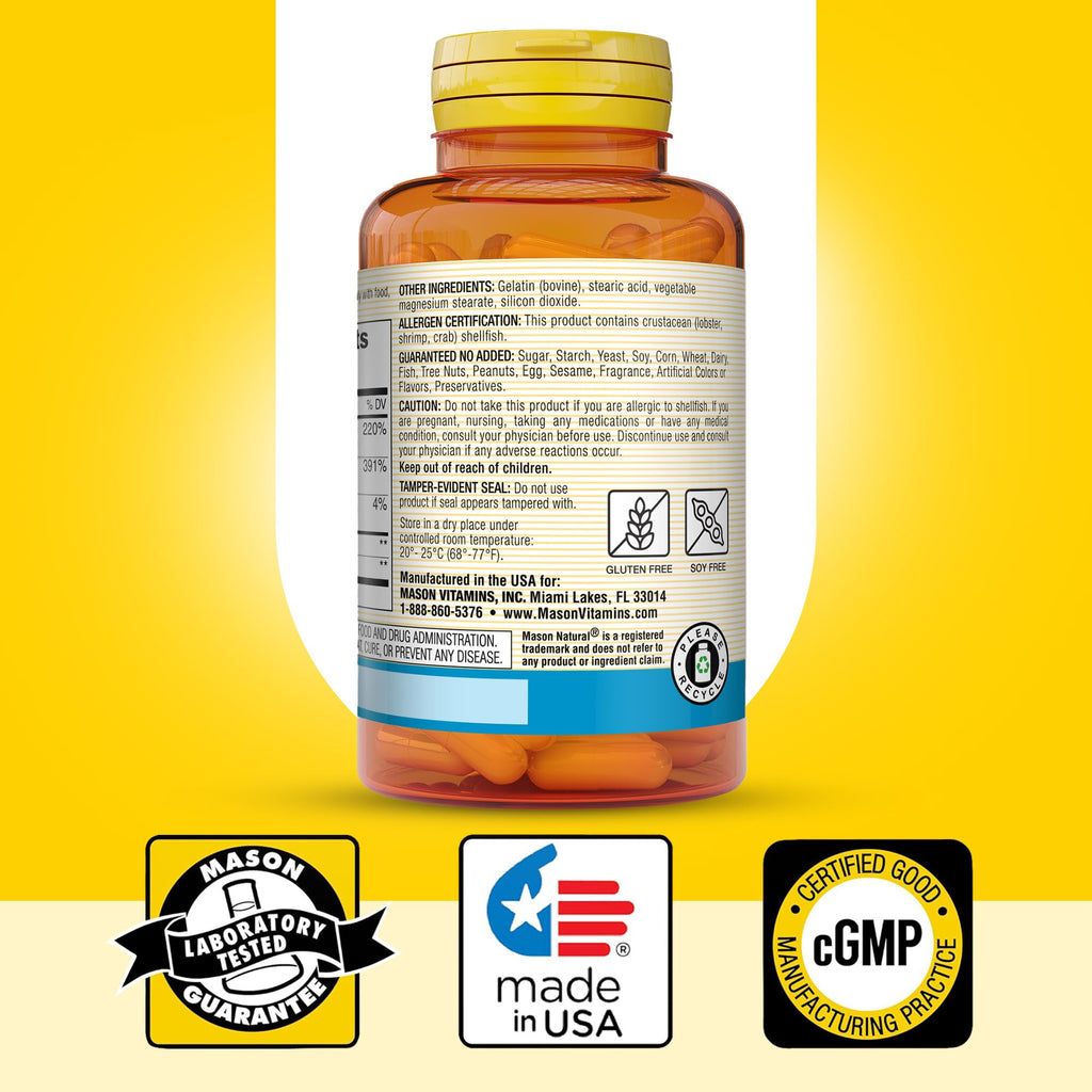 MASON NATURAL Glucosamine Chondroitin 1500/1200 & Vitamin C, 60 Day Supply