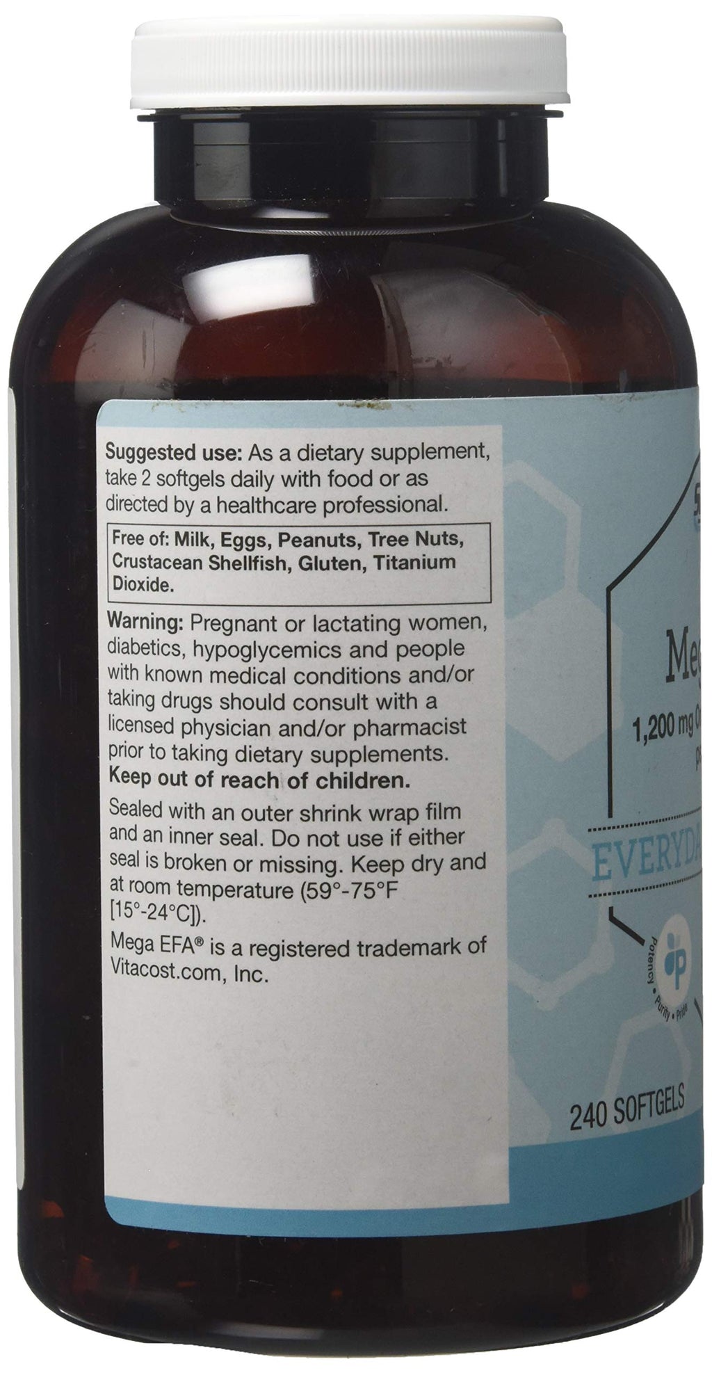 Vitacost Synergy Mega EFA® Mini Gels - 1200 mg per serving Omega 3 EPA & DHA Natural Strawberry -- 240 Softgels