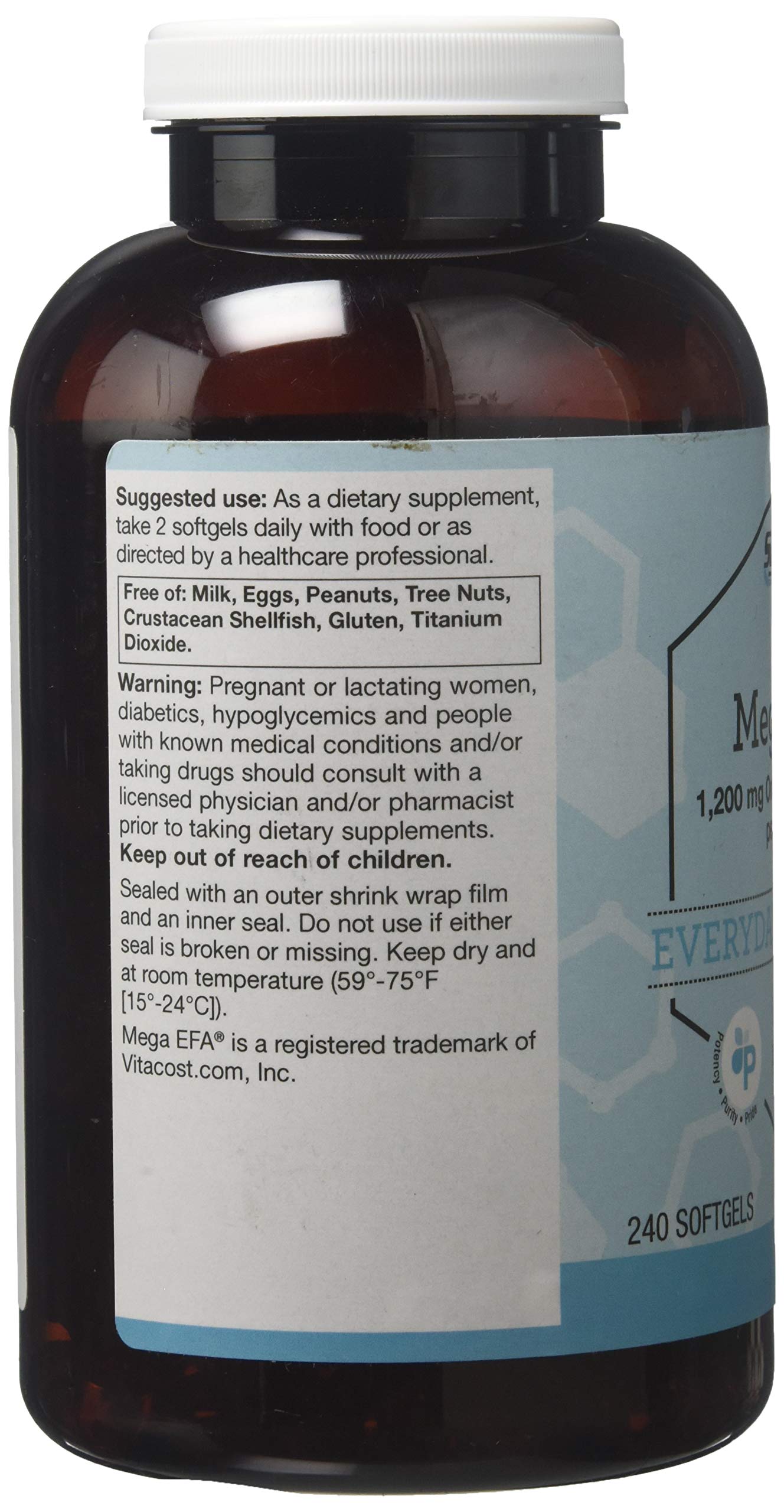 Vitacost Synergy Mega EFA® Mini Gels - 1200 mg per serving Omega 3 EPA & DHA Natural Strawberry -- 240 Softgels