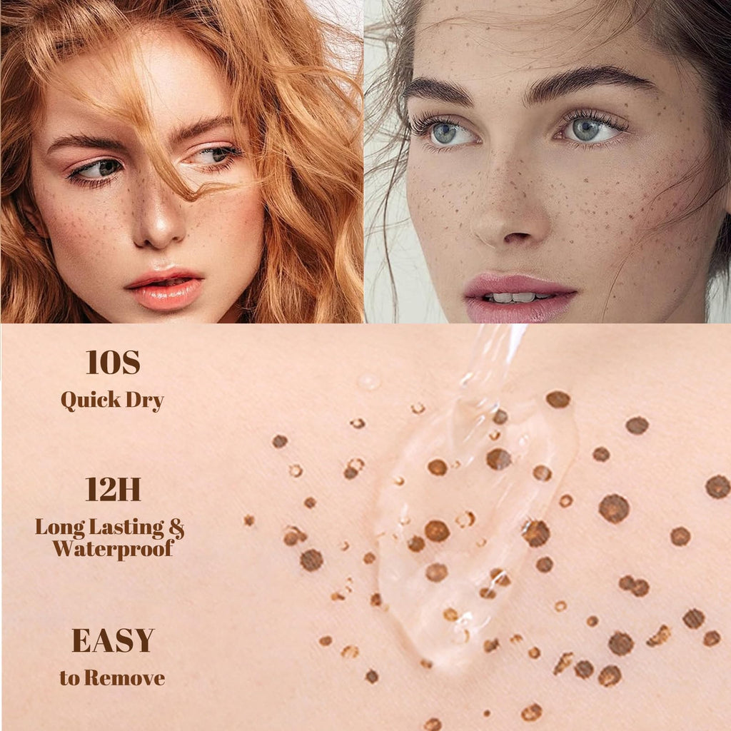 Felt Tip Freckle Stamp – Effortless, Natural-Looking Freckle Tint. Quick-Drying, Waterproof, Long-Lasting Pen. Skin-Friendly Makeup for Faux Freckles. (Dark Brown)