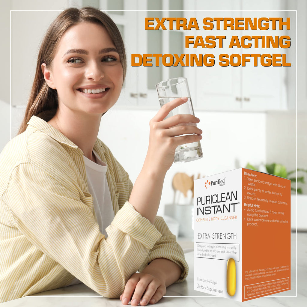 Wellgenix Puriclean Instant Complete Body Cleanser, 1 Fast Acting Softgel, Premium Extra Strength Herbal Cleanse Detox, One Hour Detox Support Supplement