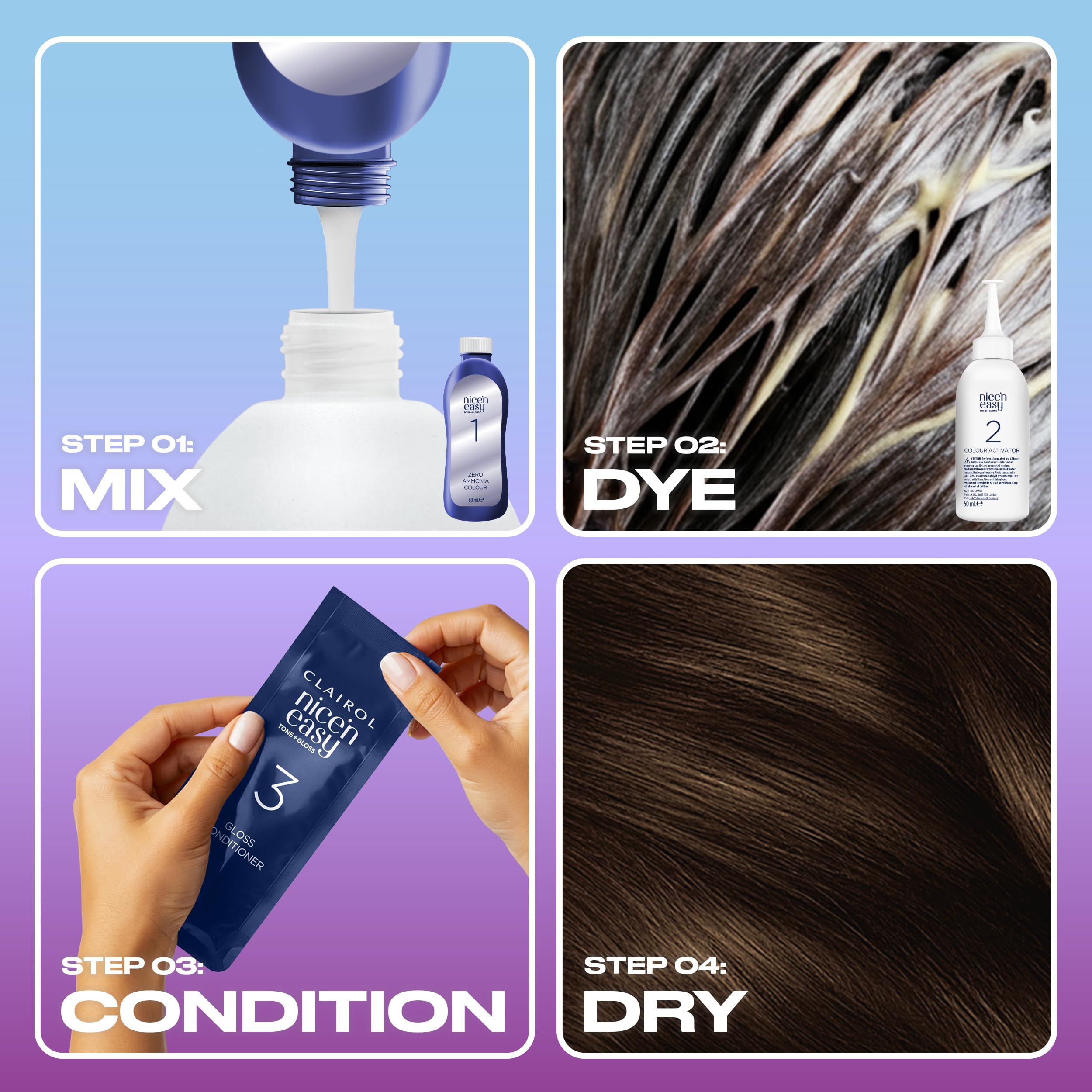 Clairol Nice'n Easy Tone+Gloss Semi Permanent Hair Dye - 400/79 Dark Brown
