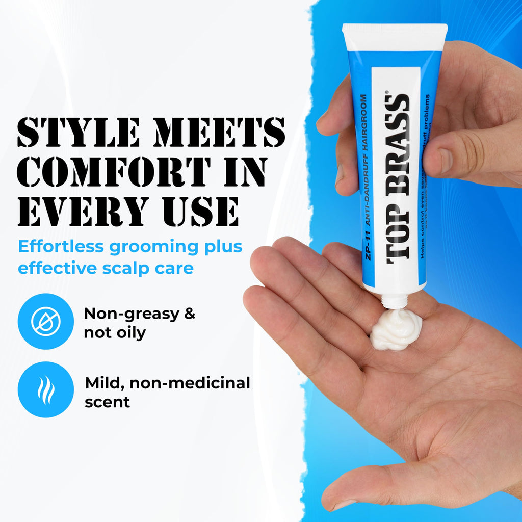 Top Brass Anti Dandruff Hair Cream for Men & Women - Hair Cream for Styling Infused with Beeswax & Candelilla - Relieves Scalp Dryness, Dandruff, Flaking & Itching - Non-Greasy, Nicely Scented 3 Pack
