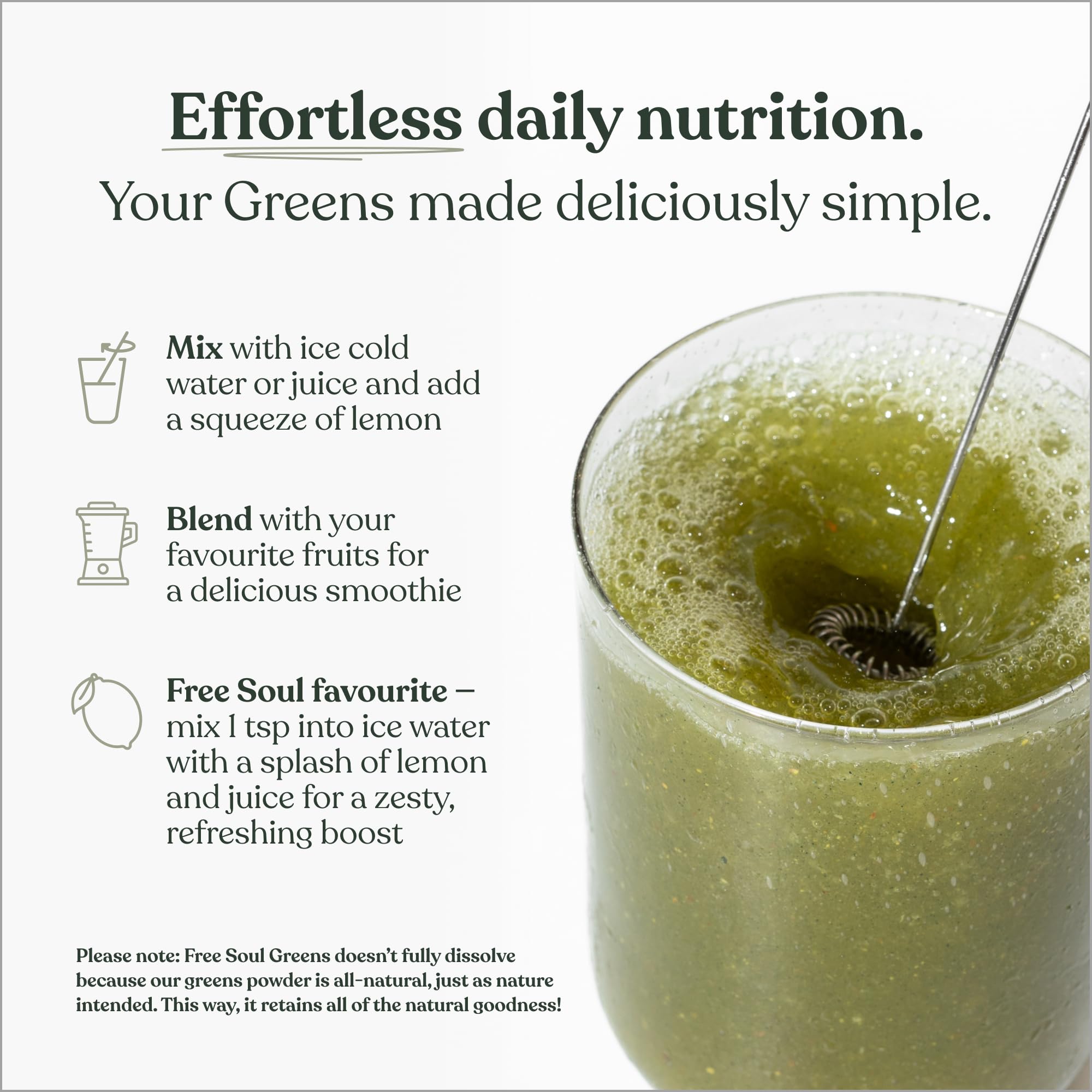 Free Soul Greens - 21 Advanced Greens, Superfoods, and Adaptogens Including KSM-66® Ashwagandha, Vegan & Gluten-Free, Advanced Natural Formula, UK Made, 30 Servings (Original)