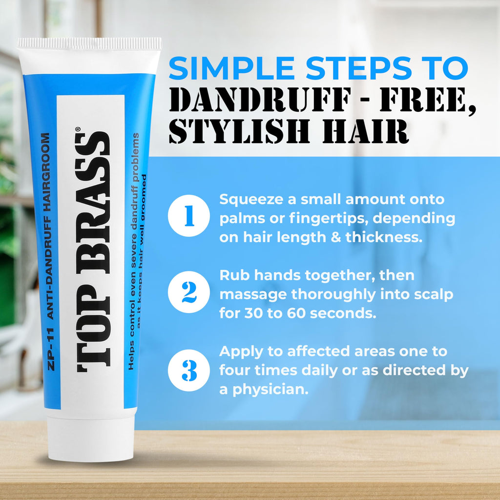 Top Brass Anti Dandruff Hair Cream for Men & Women - Hair Cream for Styling Infused with Beeswax & Candelilla - Relieves Scalp Dryness, Dandruff, Flaking & Itching - Non-Greasy, Nicely Scented 3 Pack