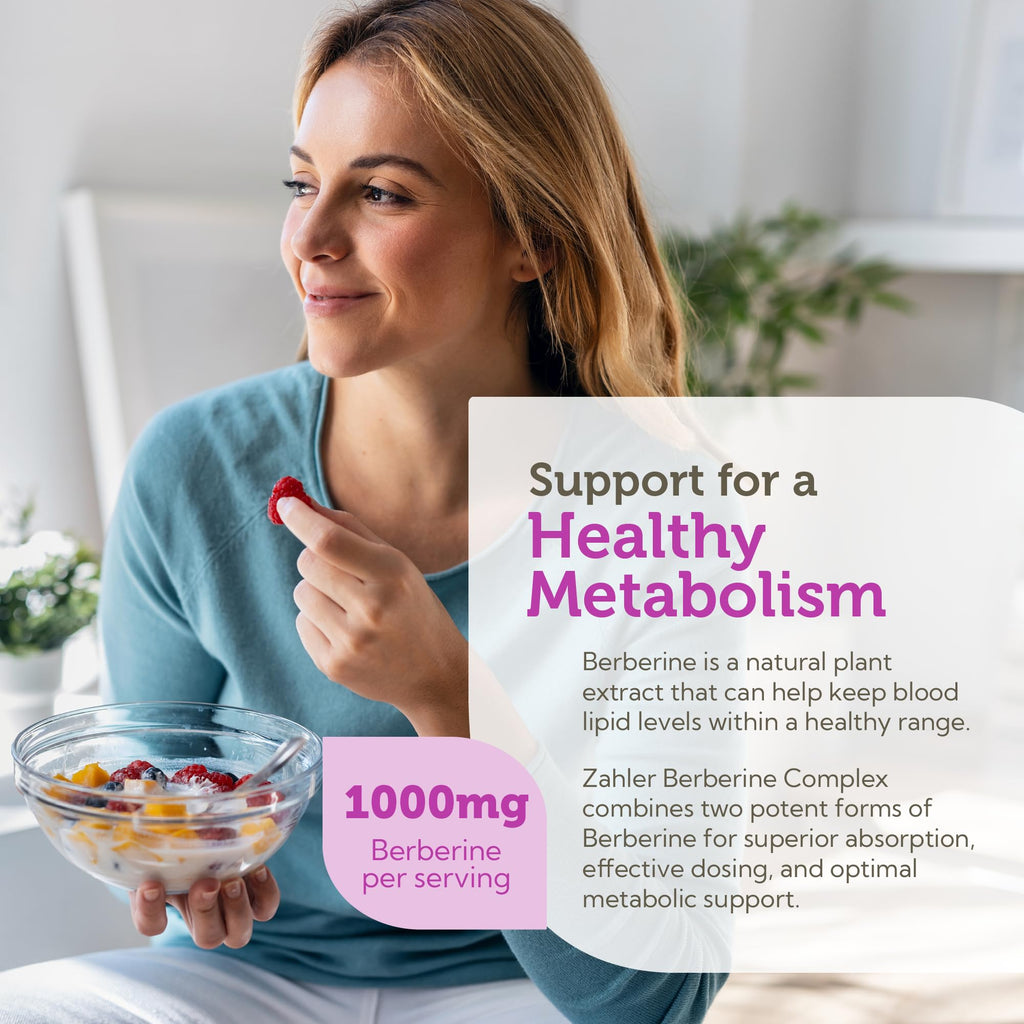 Zahler Berberine Supplement 1000mg with Clinically Evaluated Berbevis Complex and Berberine HCl - Barberry Supplements for Metabolism Support and Berberine Glucose Support for Adults (120 Capsules)