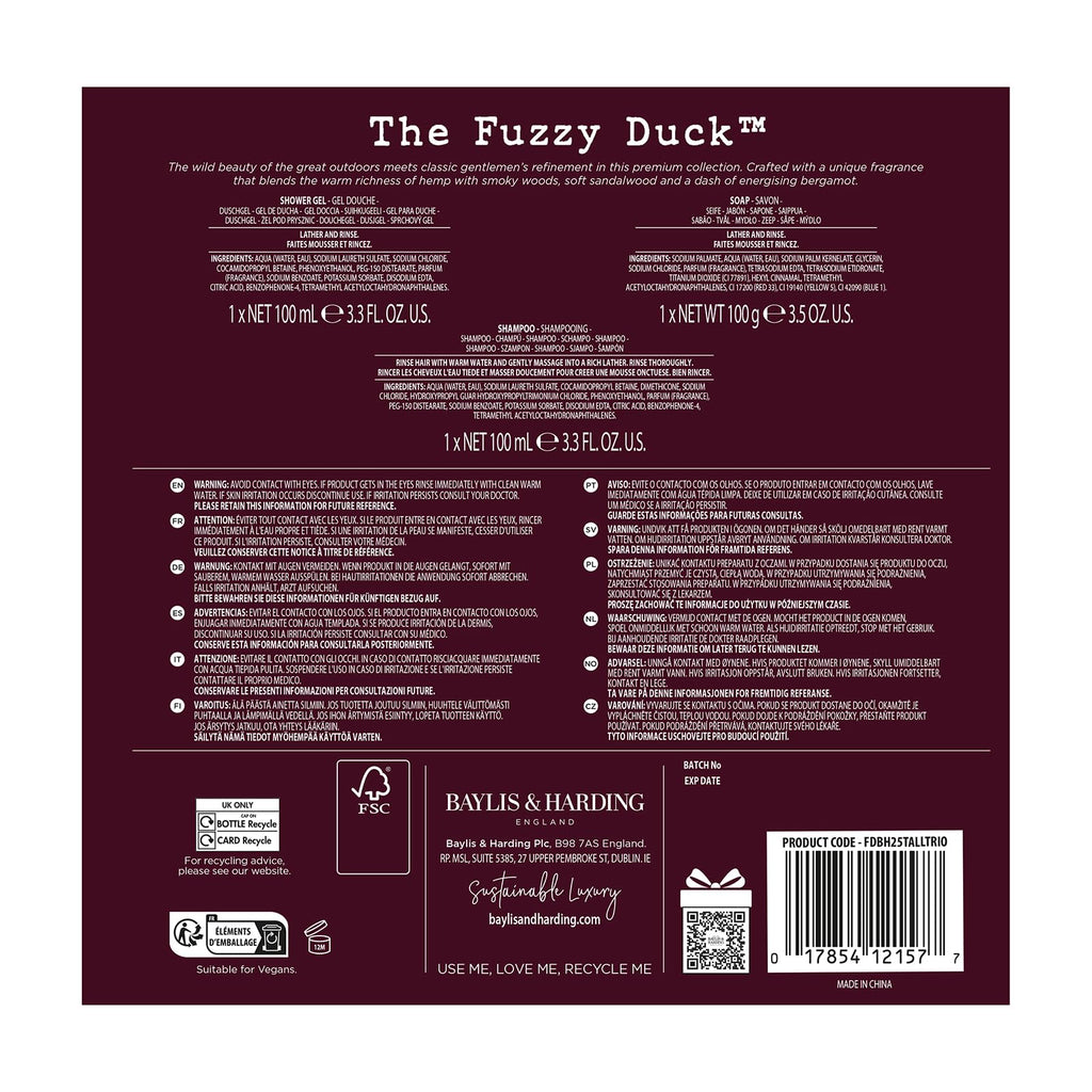 Baylis & Harding The Fuzzy Duck Bergamot, Hemp & Sandalwood Men's Luxury Essentials Gift Set - Vegan Friendly (Pack of 1)