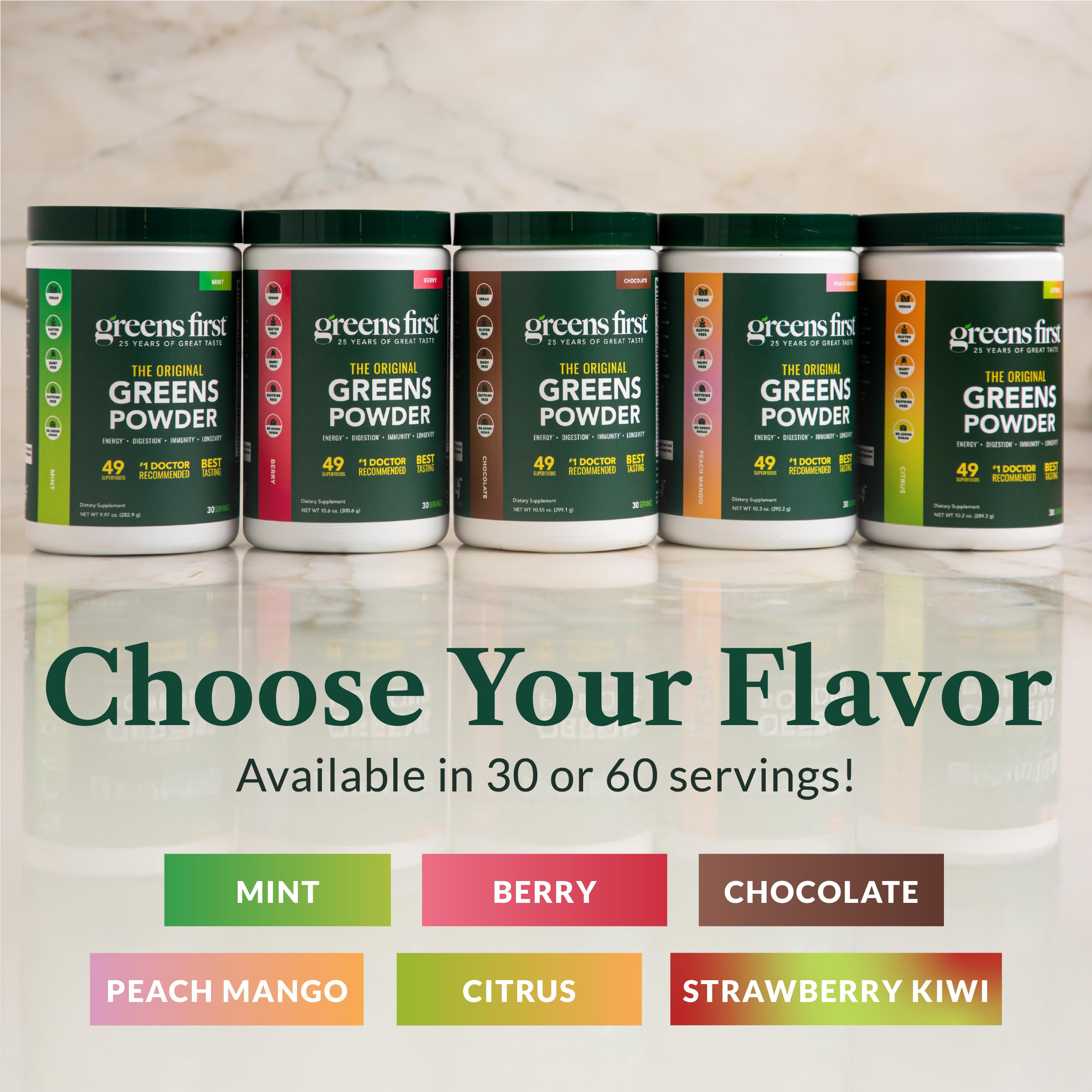 Greens First Original Greens Powder | Mint | 49 Superfoods | 30 Servings