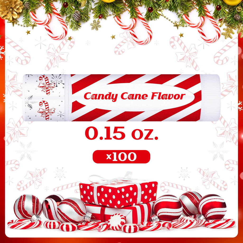 100 Pack Christmas Lip Balms Bulk Christmas Candy Peppermint Cane Scented Holiday Flavor Lip Balm Gifts Xmas Party Gifts Bulk Xmas Items Stocking Stuffers for Women Men Staff Employee (Candy)