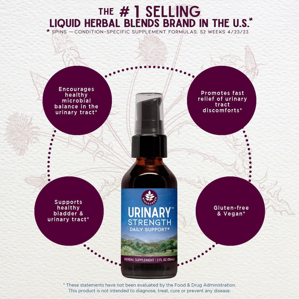 WishGarden Herbs Urinary Strength, Liquid Herbal Tincture, Cranberry, Uva Ursi & Usnea, Supports Urinary Tract Health, Eases Discomfort, Promotes Microbial Balance, 4oz