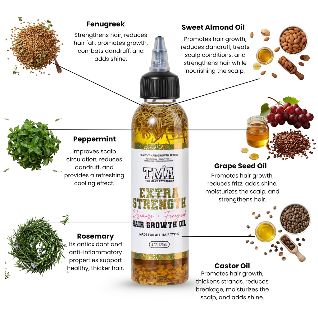 The Mane Attraction Extra-Strength Herbal Hair Growth Oil, 4 Fl Oz