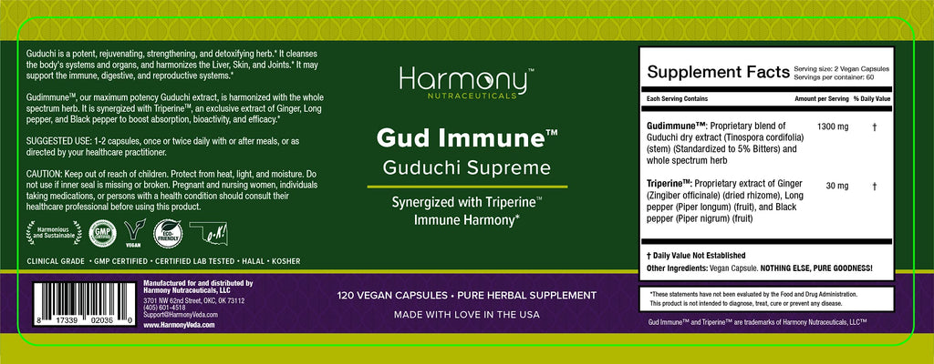 Guduchi Supreme, Highest Potency, Dr. Gumman's Ayurvedic Herbal Immune Support, Organic, 120 Vegan caps, Maximum Bio-Availability