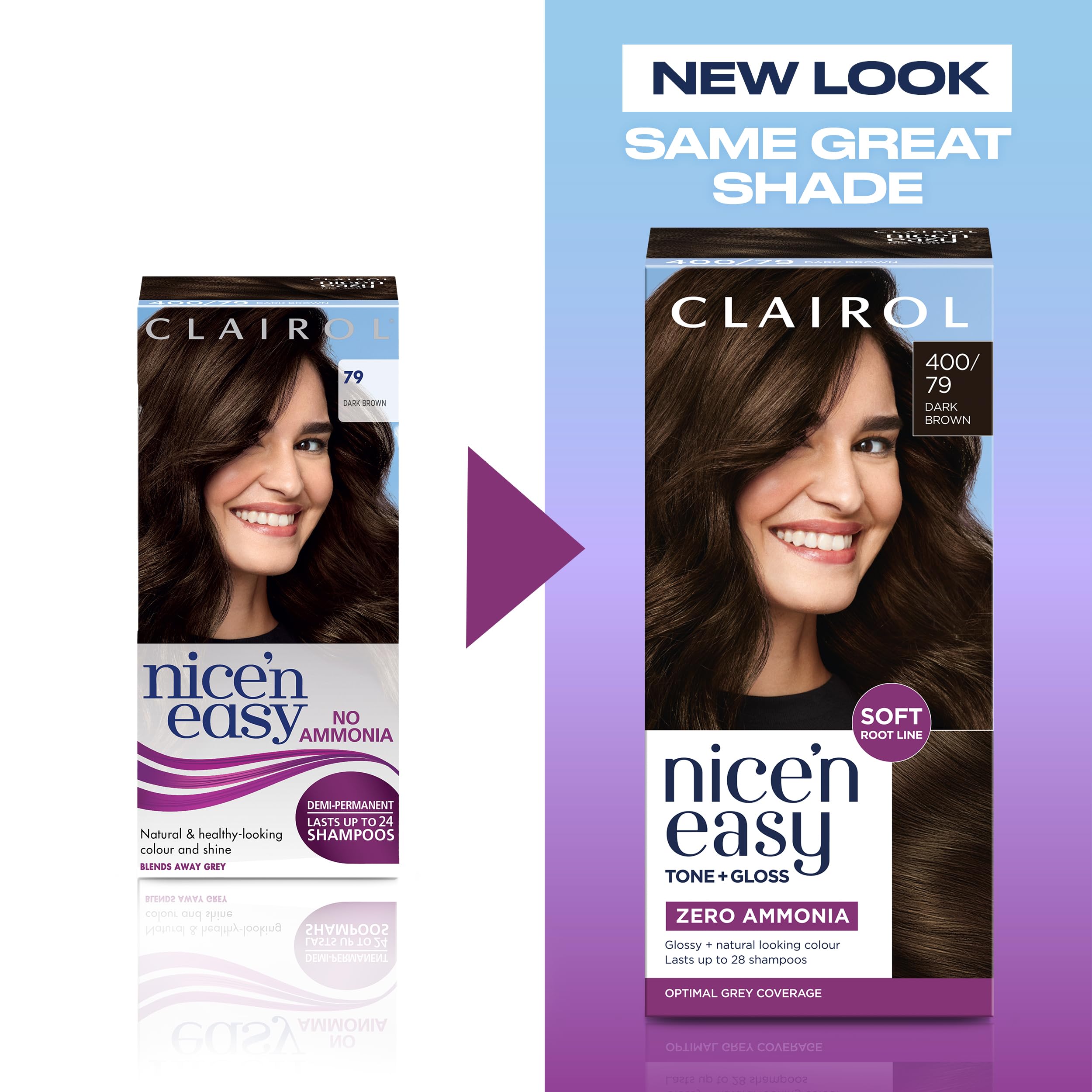 Clairol Nice'n Easy Tone+Gloss Semi Permanent Hair Dye - 400/79 Dark Brown