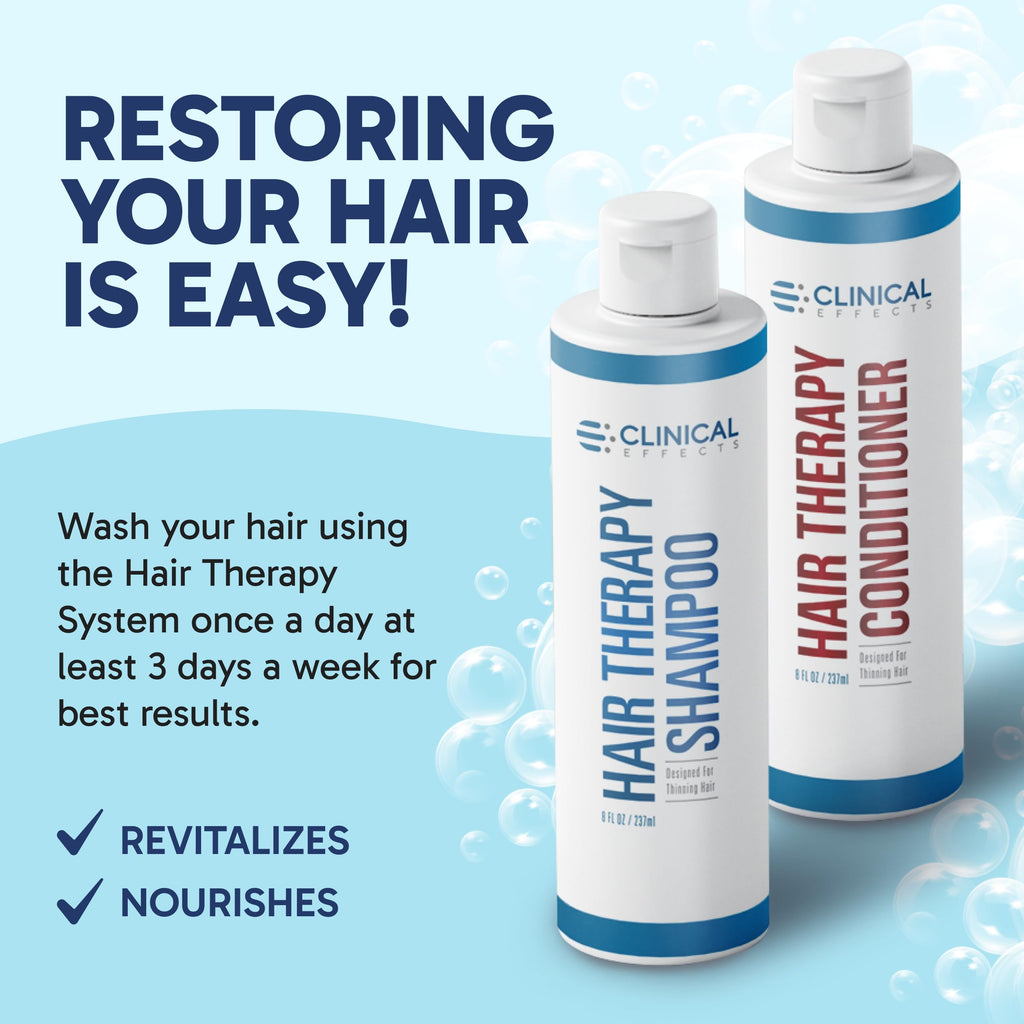 Clinical Effects Hair Therapy Shampoo and Conditioner Set - Hair Growth Shampoo and Conditioner for Thinning Hair - Biotin, Saw Palmetto, and DHT Blocking Ingredients - USA Made - 2 Bottles, 8 fl oz