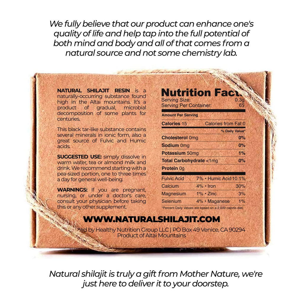NATURAL SHILAJIT Resin (20g) – Genuine Altai Shilajit for Men & Women, DBP-Verified Bioactive Complex, Trace Minerals & Fulvic Compounds, Lab Tested, Pure Resin Supplement