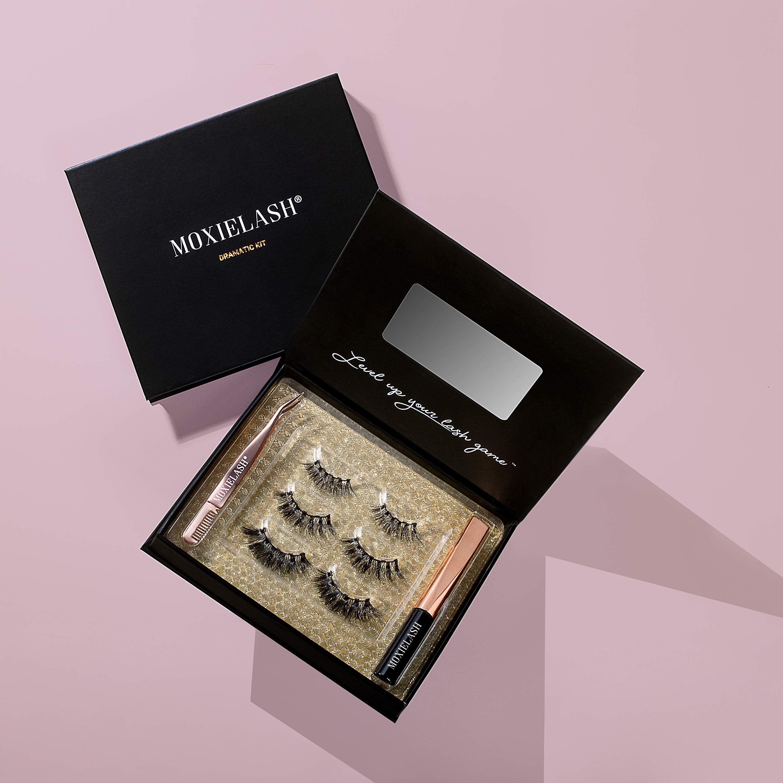 MoxieLash - Dramatic Kit - Liquid Magnetic Eyeliner, Three Sets of Premium Magnetic Lashes - Sassy, Money and Bossy Lash Sets - Up to 90 Wears - No Glue & Mess Free