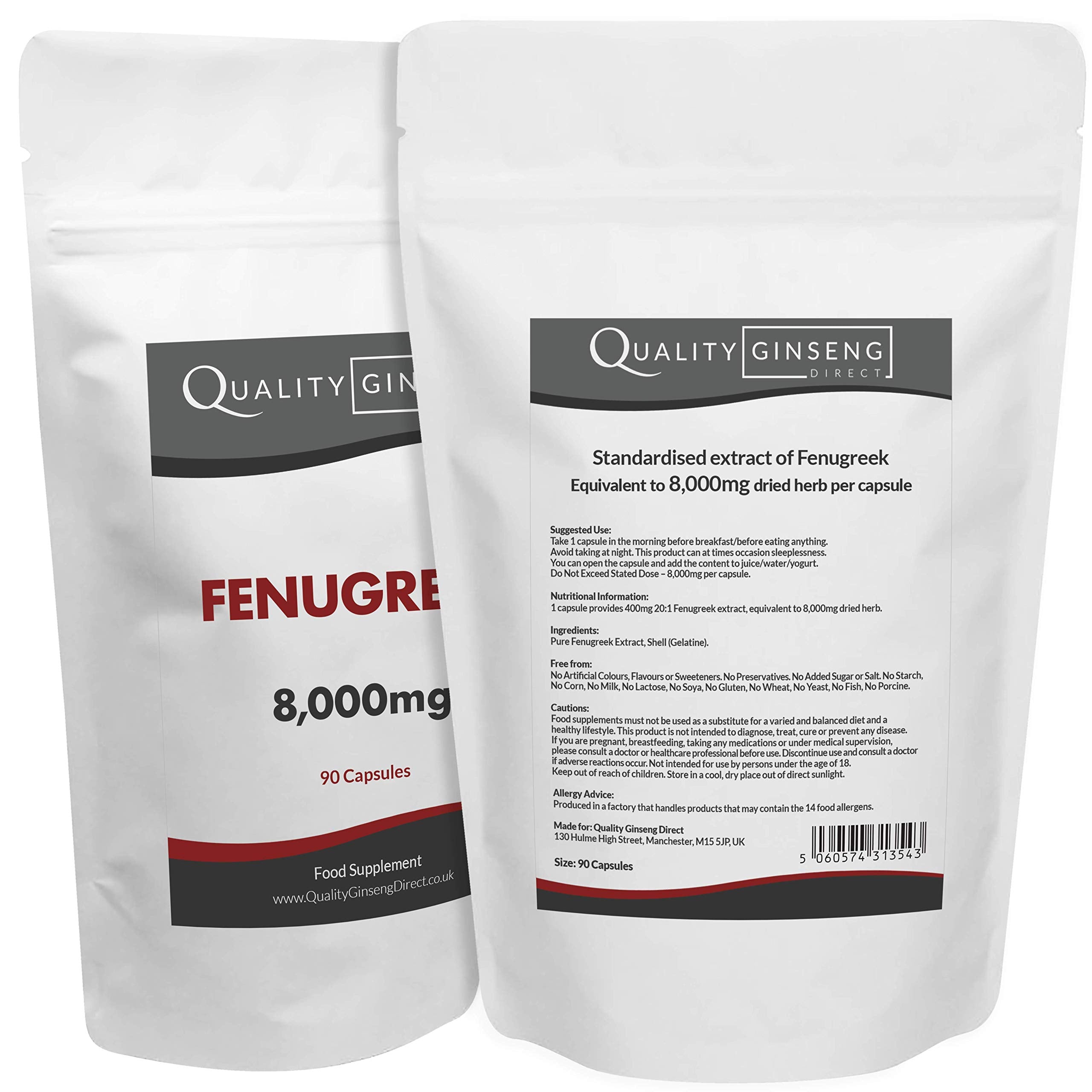 Fenugreek - 8,000mg Capsules - Powerful Formula (90 Capsules)