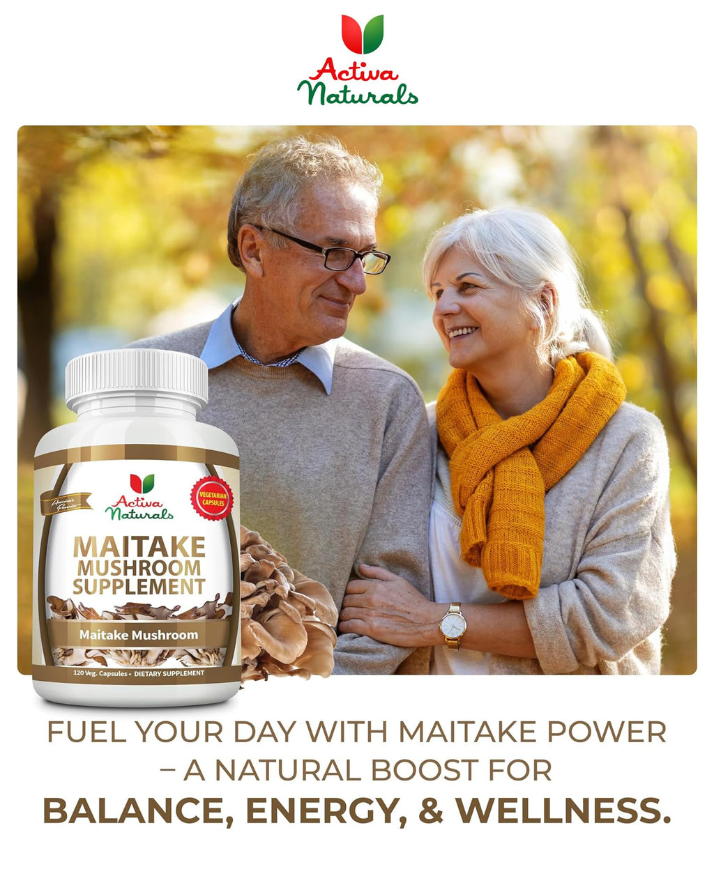 Maitake Mushroom Supplement - 1500mg, 120 Vegetarian Capsules with Grifola Frondosa Extract, Supports Energy, Vitality, and Wellness, No Fillers, Additives, or Artificial Colors or Chemicals.