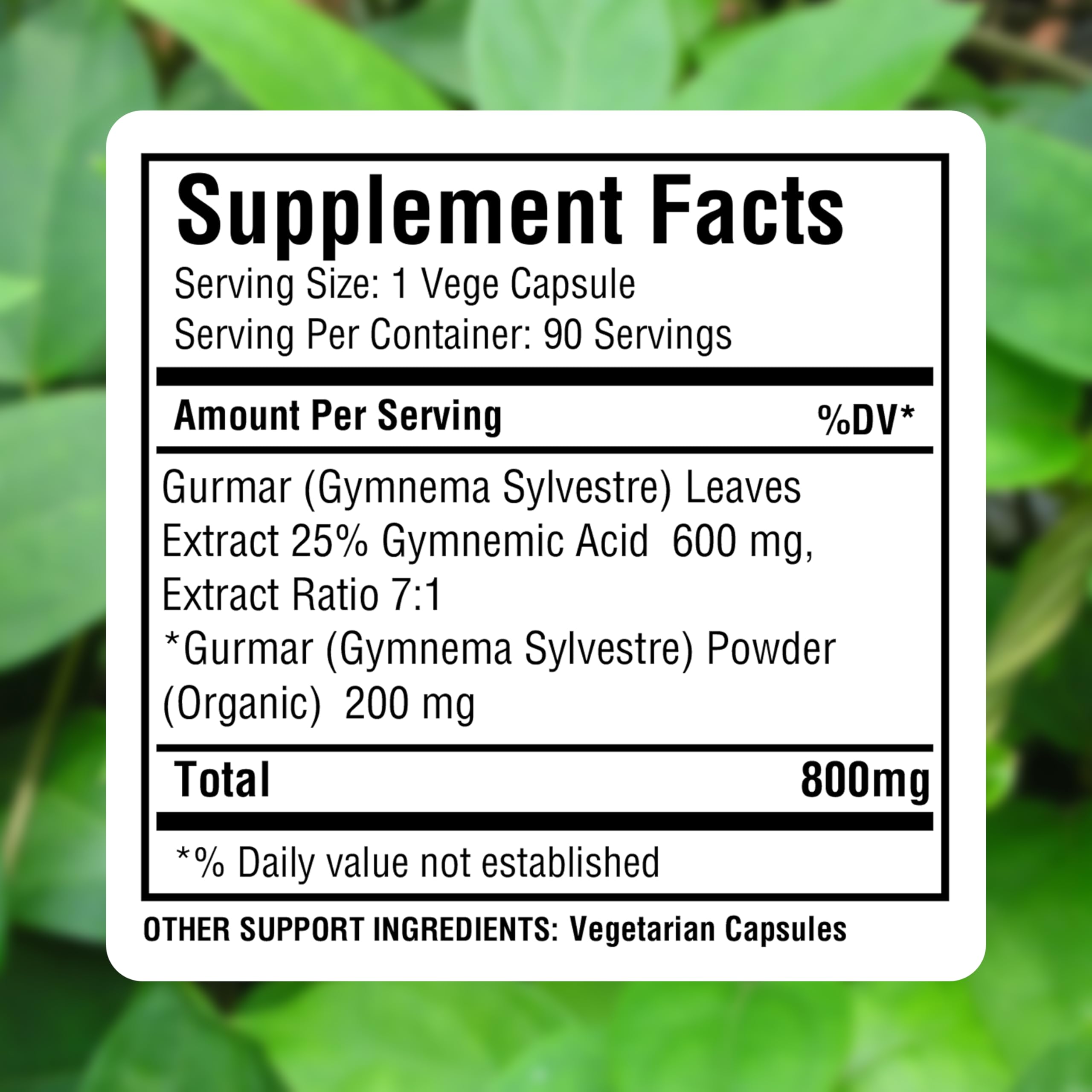 Herbsforever Gurmar Capsules | Gymnema Sylvestre Extract 7:1 | 90 Vegan Capsules | Ayurvedic Herbal Supplement | Supports Healthy Sugar Metabolism & Wellness