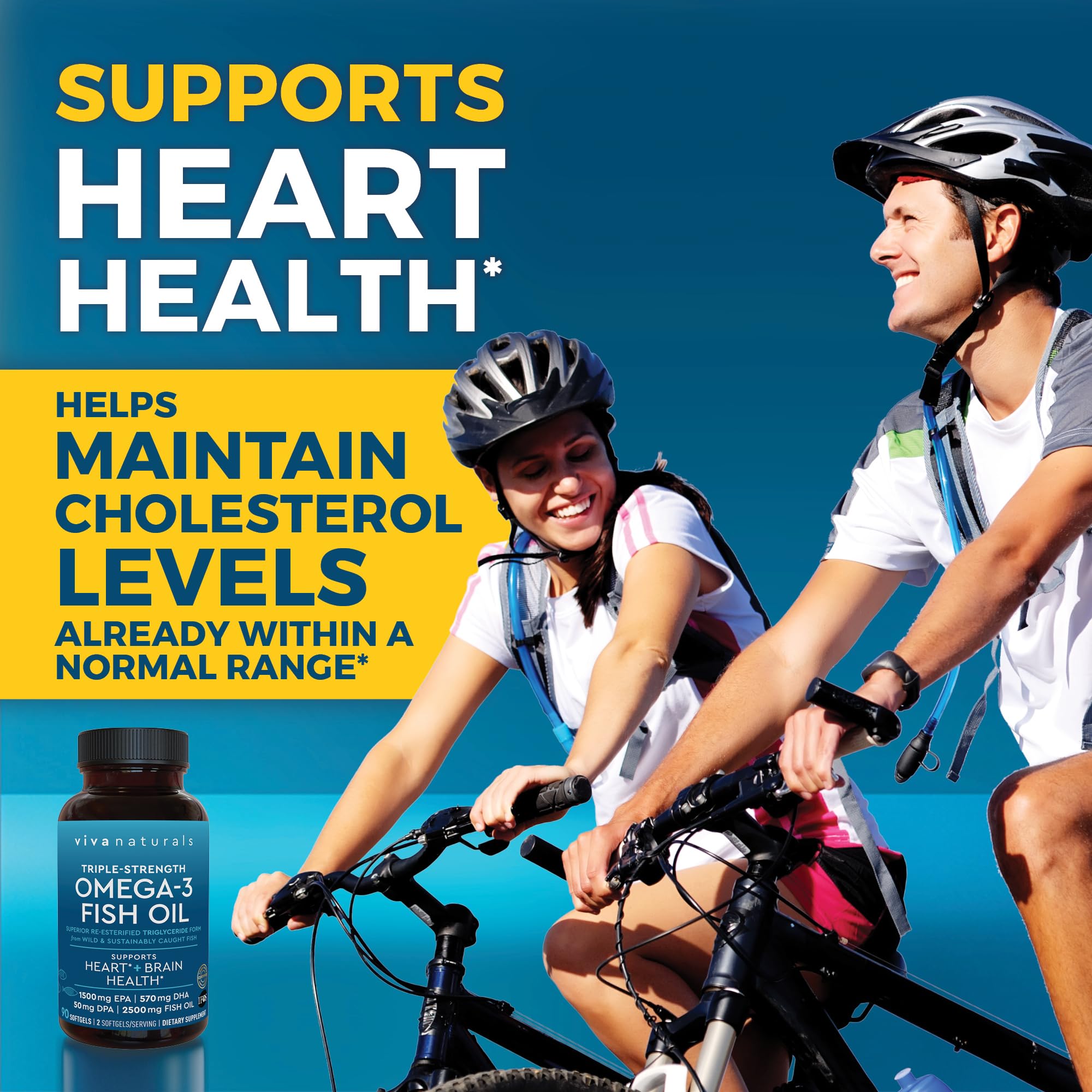 Viva Naturals Triple Strength Omega 3 Fish Oil Pills – 2500 mg High-Potency Formula with 2250 mg Omega 3 Fatty Acids (Including EPA, DHA, DPA) in rTG Form for Absorption – IFOS Certified, 90 Softgels
