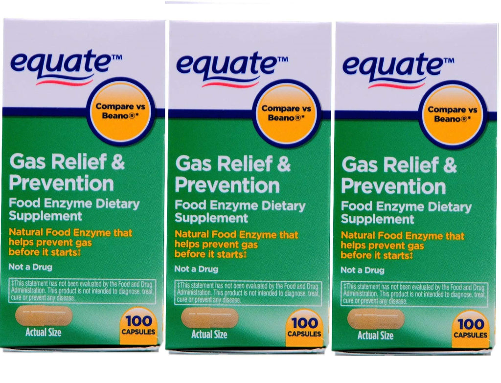 Equate Gas Bloating Relief and Prevention, Food Enzyme Dietary Supplement, 300 Count