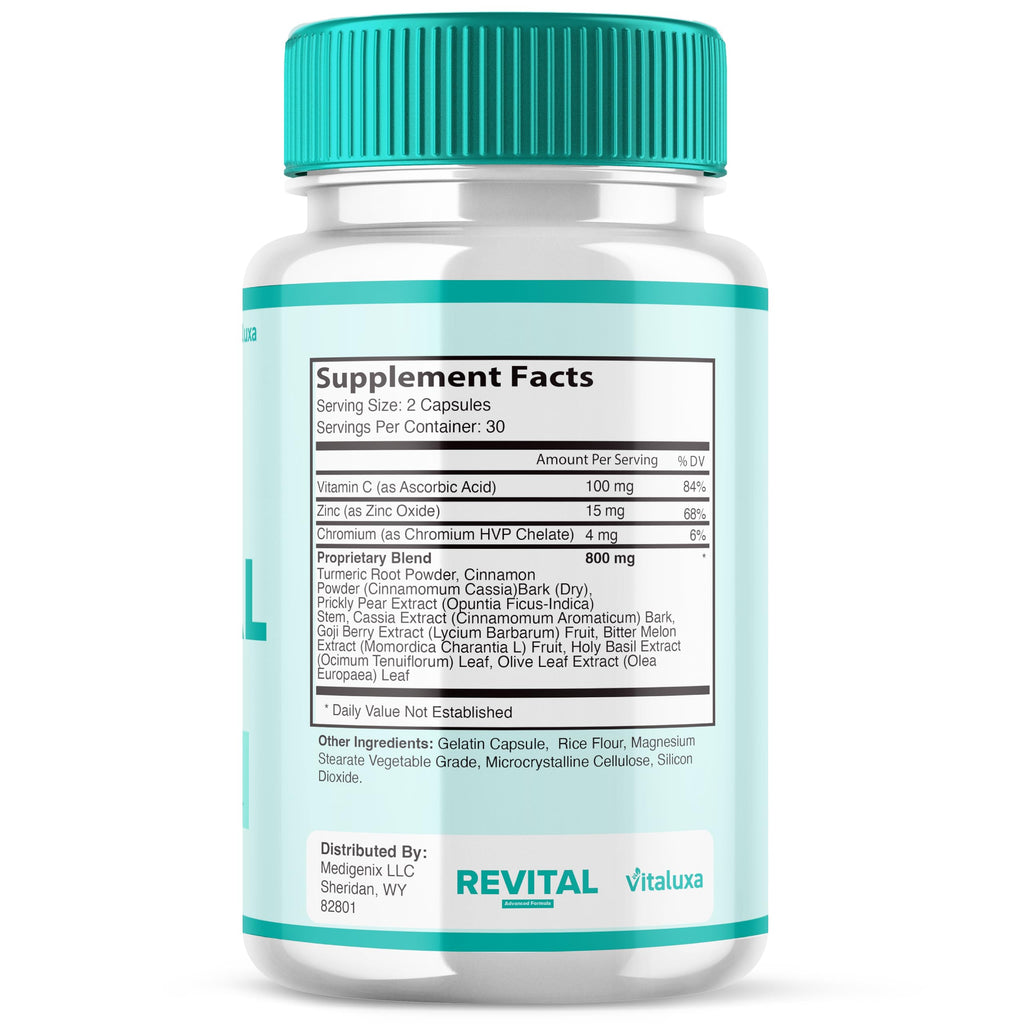 Revital Capsules, Revital Cactus Supplement Pills Premium Advanced Formula for Overall Health & Wellness, Re Vital All Natural Blood Support for Men Women Revitale Plus Vitamins (60 Capsules)