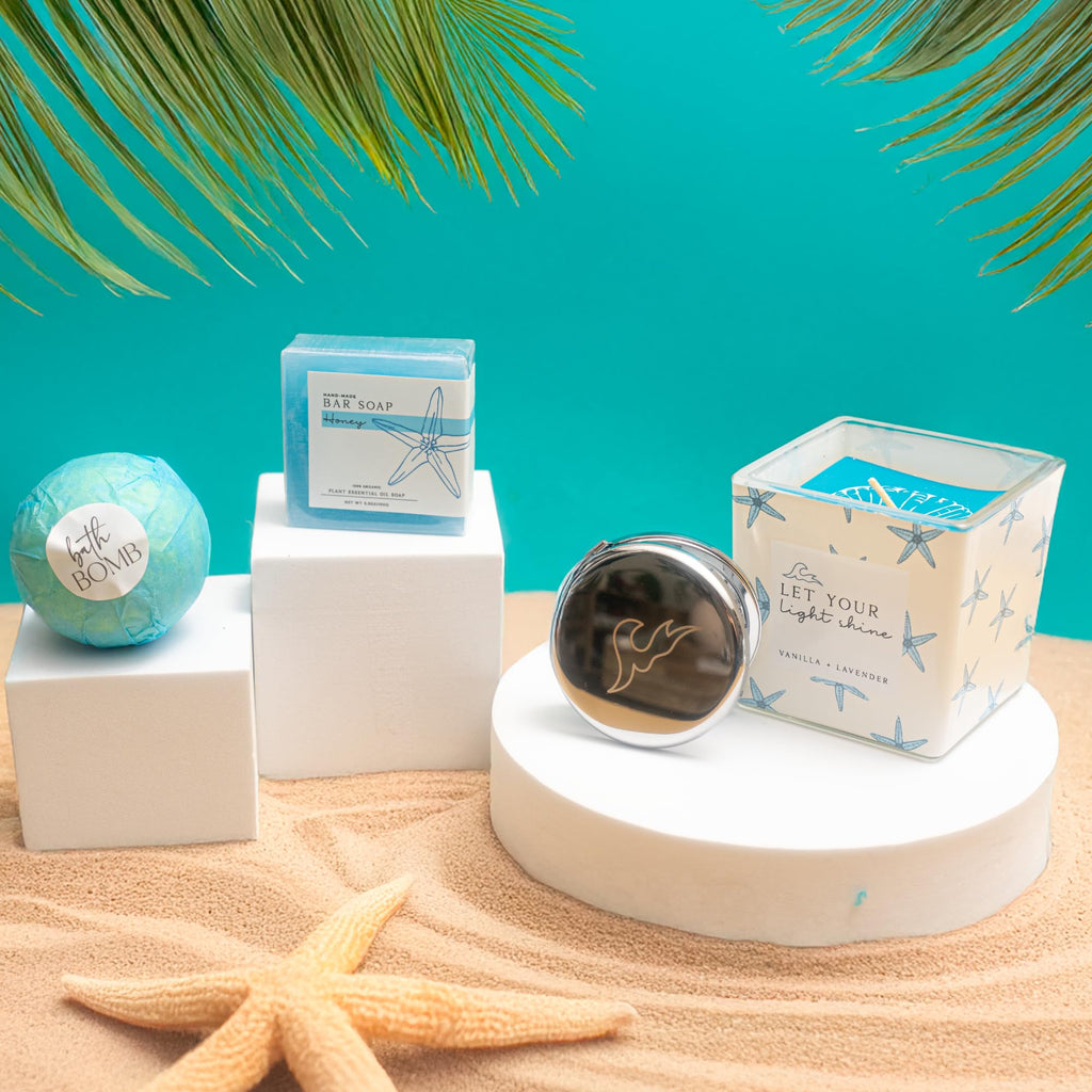 The Love Crate Co. Beach Gifts for Women, Self Care Gift Box, 15pc