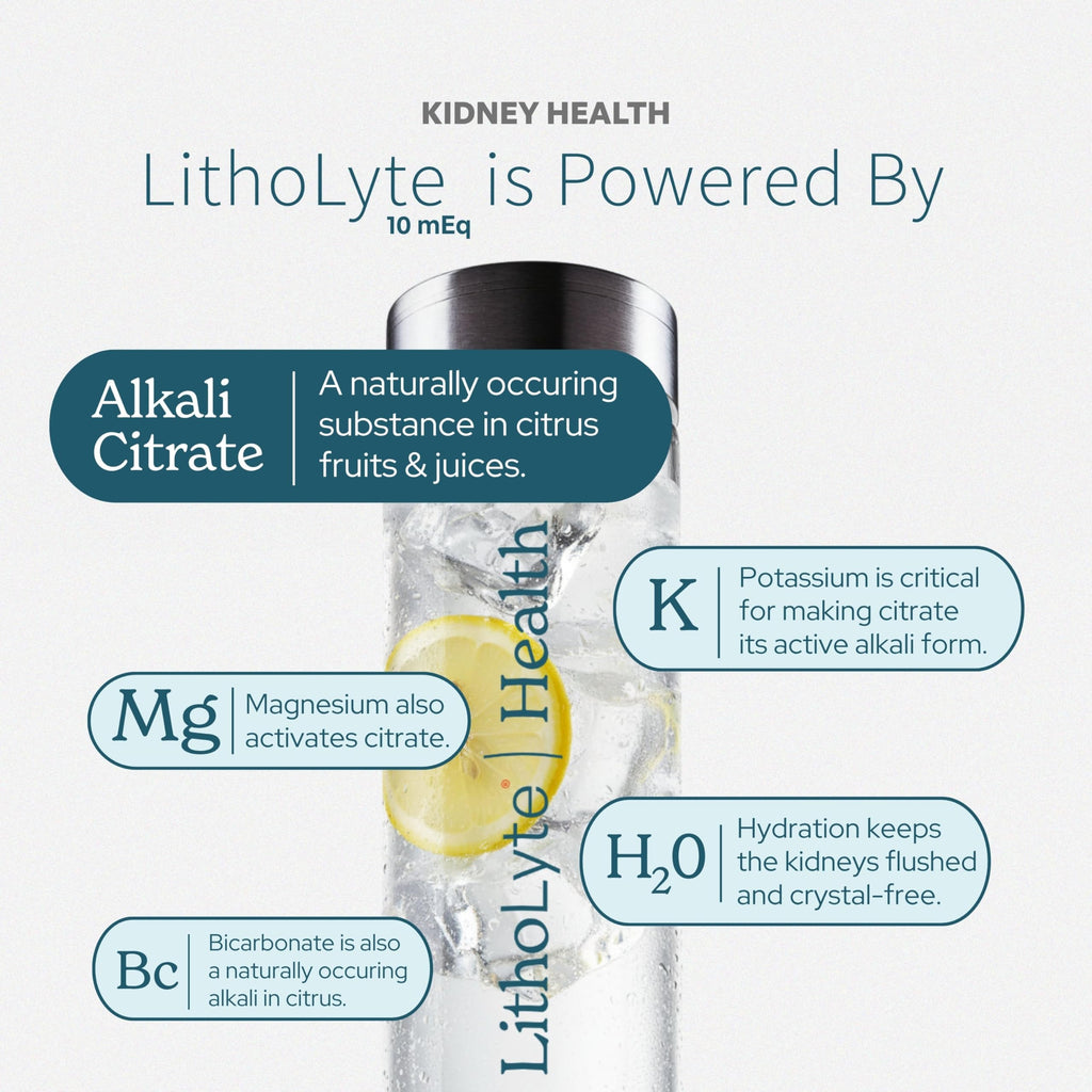 LithoLyte 10mEq | Water & Beverage Enhancer for Kidney Health | Citrate & Electrolytes for Kidney Protection | Science-Based Support Beyond Cleanse, Detox, or Stone Dissolver Supplements | 60 Sticks