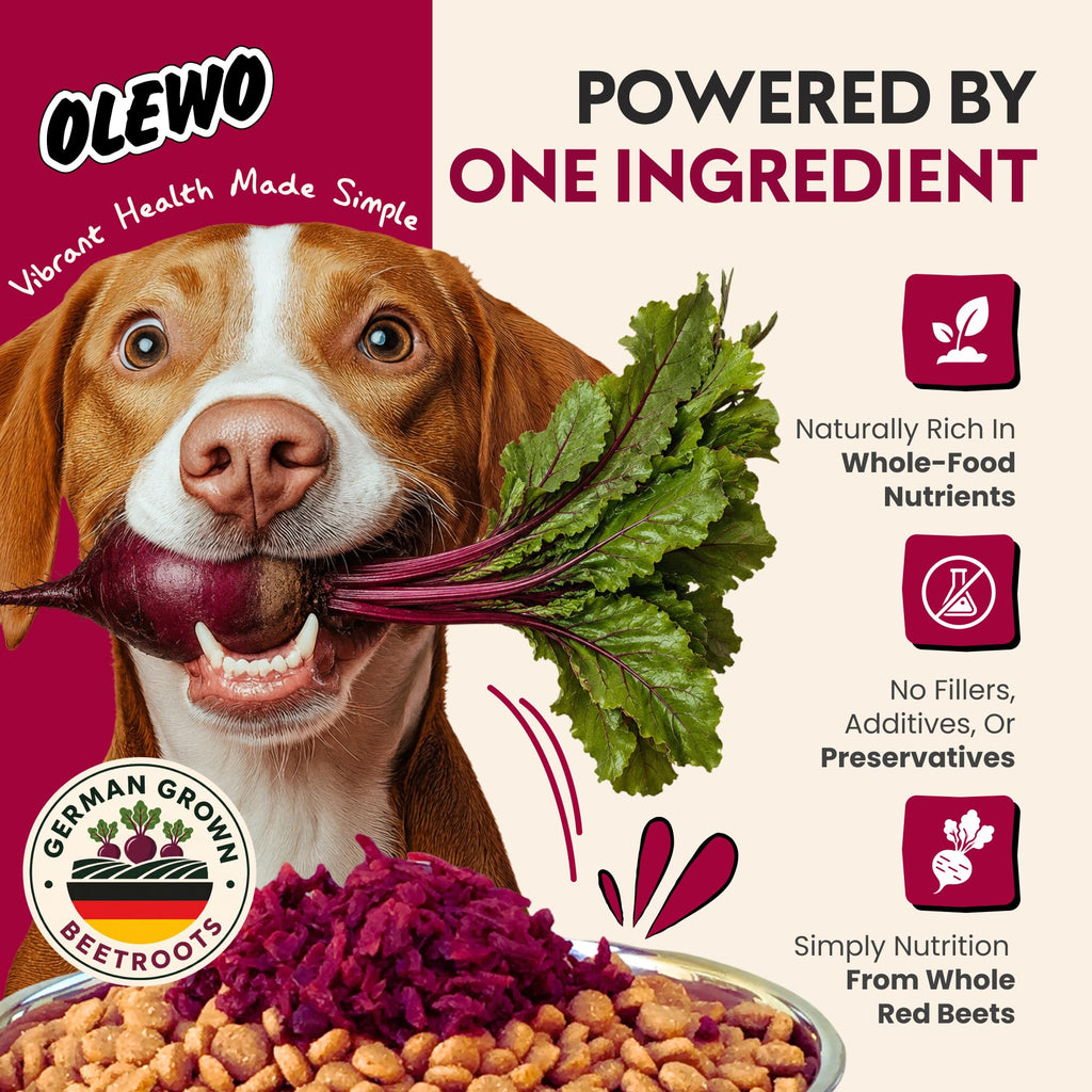 Olewo Original Red Beets for Dogs – Internal Support Dog Food Topper for Skin Sensitivity and Overall Balance, Prebiotic Fiber and Whole Food Nutrients, 5.5 lbs