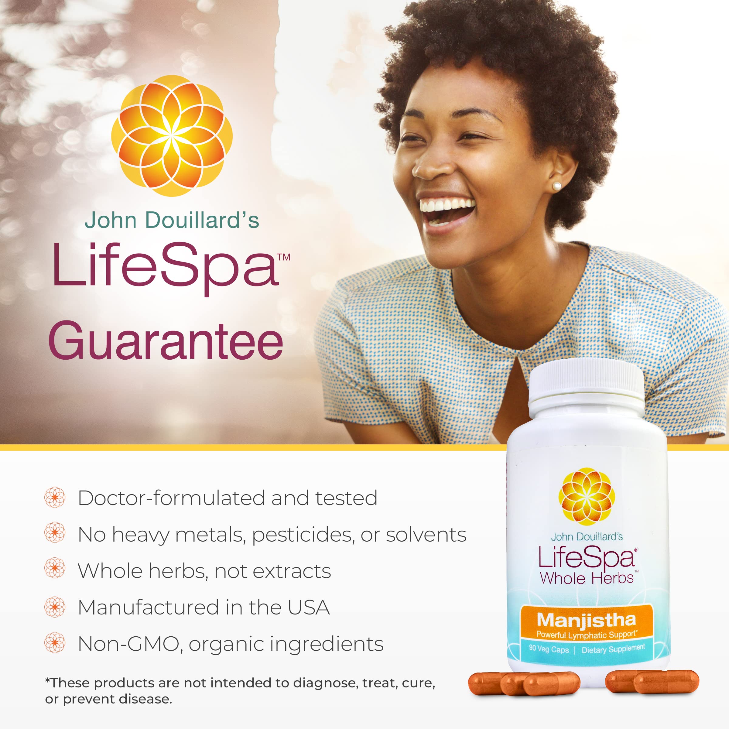 LifeSpa Whole Herbs Manjistha Capsules | Liver Cleanse | Vegan Multivitamin | for Lymphatic Support and Liver Detox | 90 Capsules 400mg
