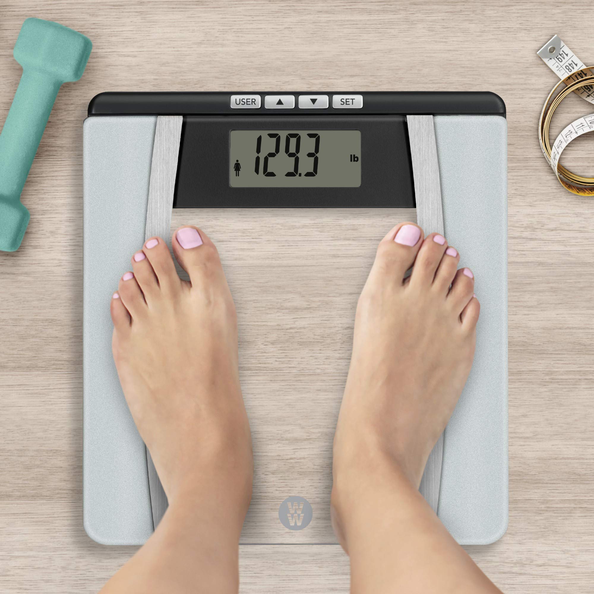 Weight Watchers Scales by Conair Scale for Body Weight | Digital Bathroom Scale with Body Fat, Muscle and BMI in Large Display Black
