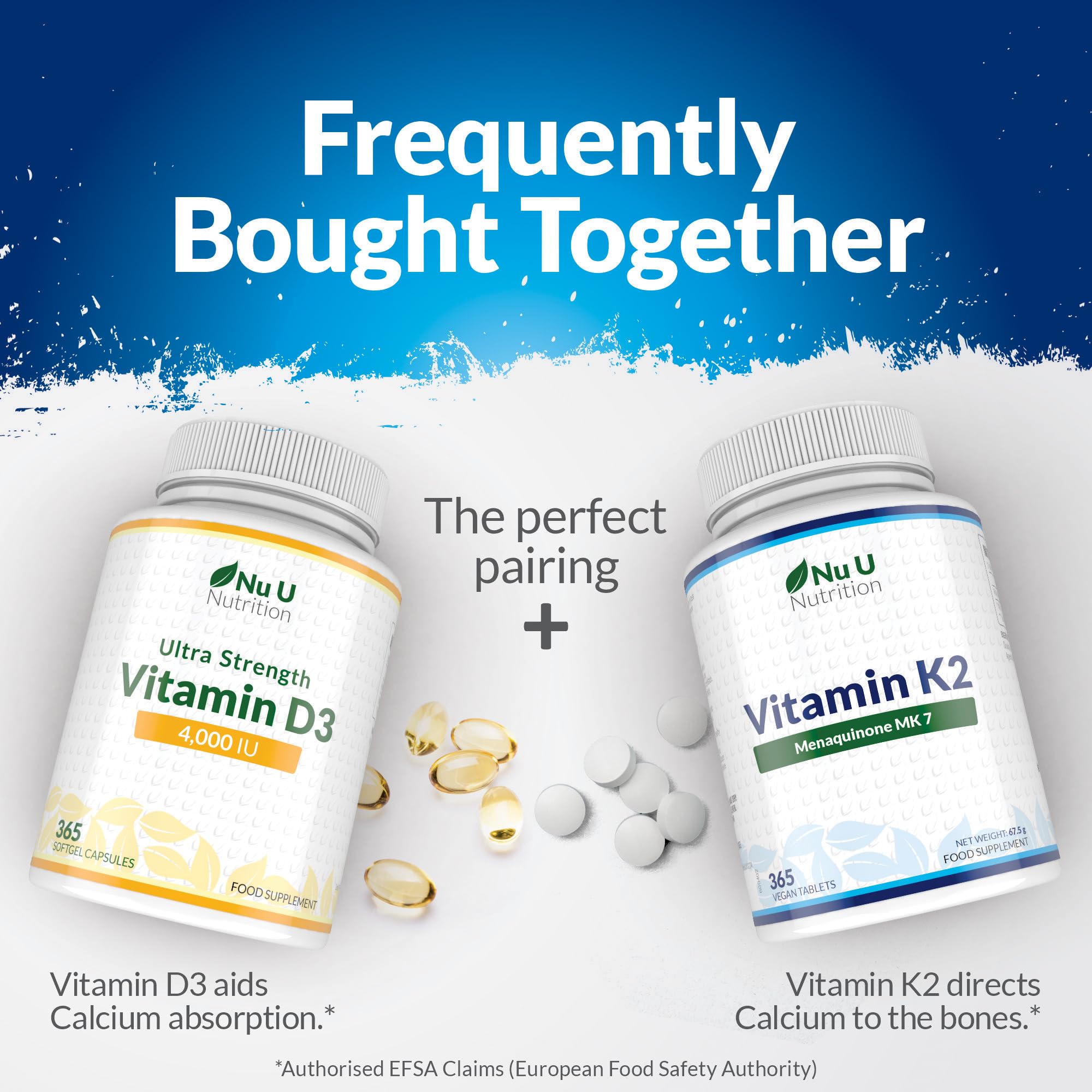 Vitamin K2 MK7 200mcg - 365 Vegan Tablets not Capsules - 1 a Day - 1 Year Supply - High Strength VIT K2 Menaquinone - Easy to Swallow - Made in the UK - Nu U Nutrition
