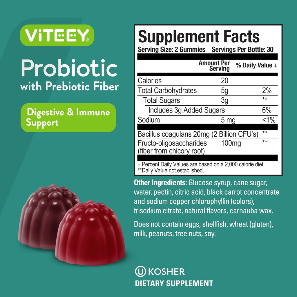 Viteey Probiotic Gummies with Prebiotics
