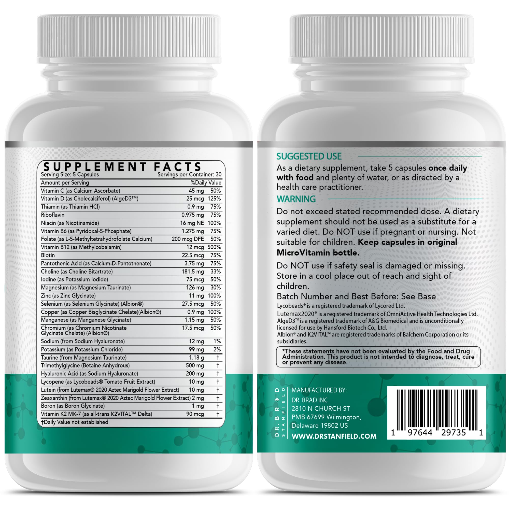 Dr Brad MicroVitamin | Methylated Multivitamin + Lutein/Zeaxanthin + D3/K2