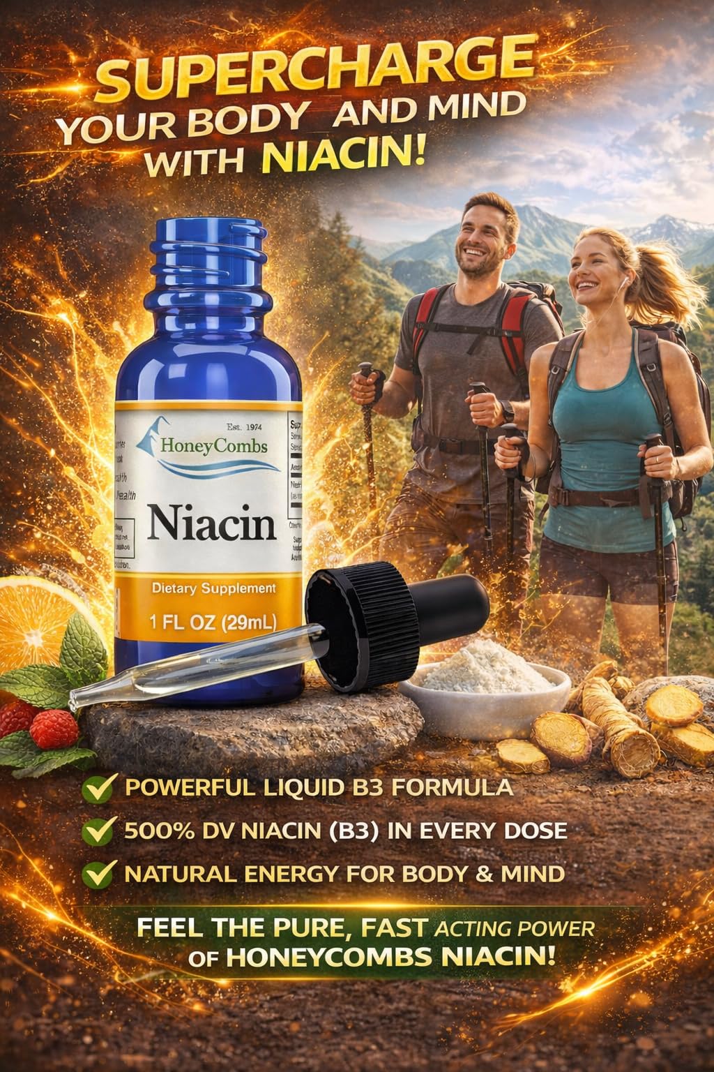 Vitamin B3 Niacin Liquid Drops 1 oz