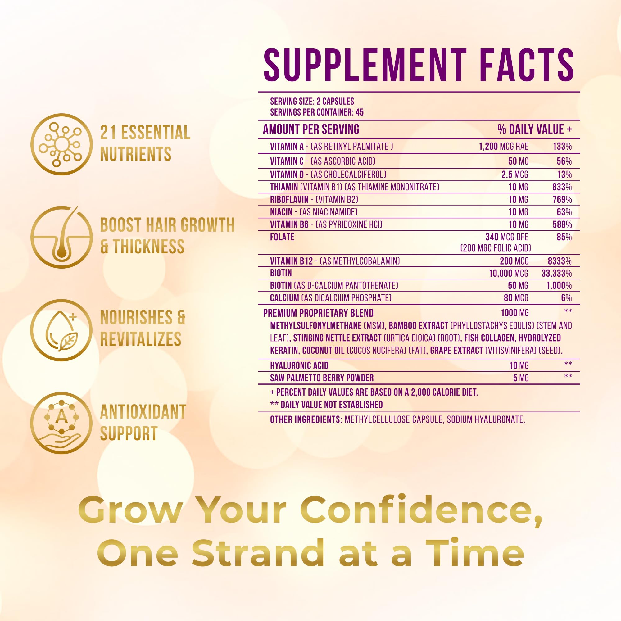 Vitamo Postpartum Hair Loss Vitamins for Women | Postnatal Hair Growth with Hyaluronic Acid, B-Complex, Biotin, Collagen & Keratin | Advanced Hair, Skin & Nails Supplement | 90 Capsules